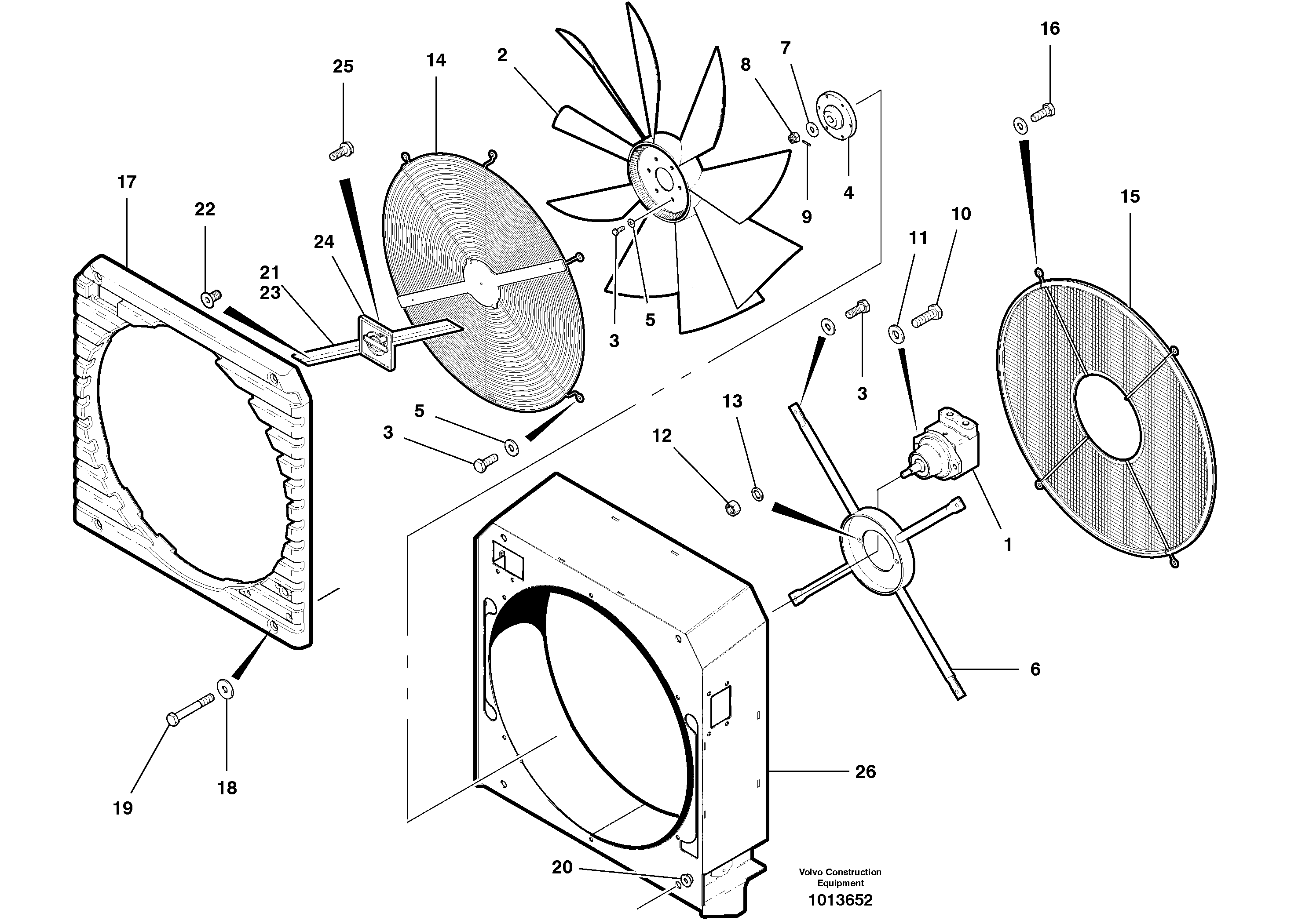 Fan and fan guard  S/N 36787 - — volvo parts diagram