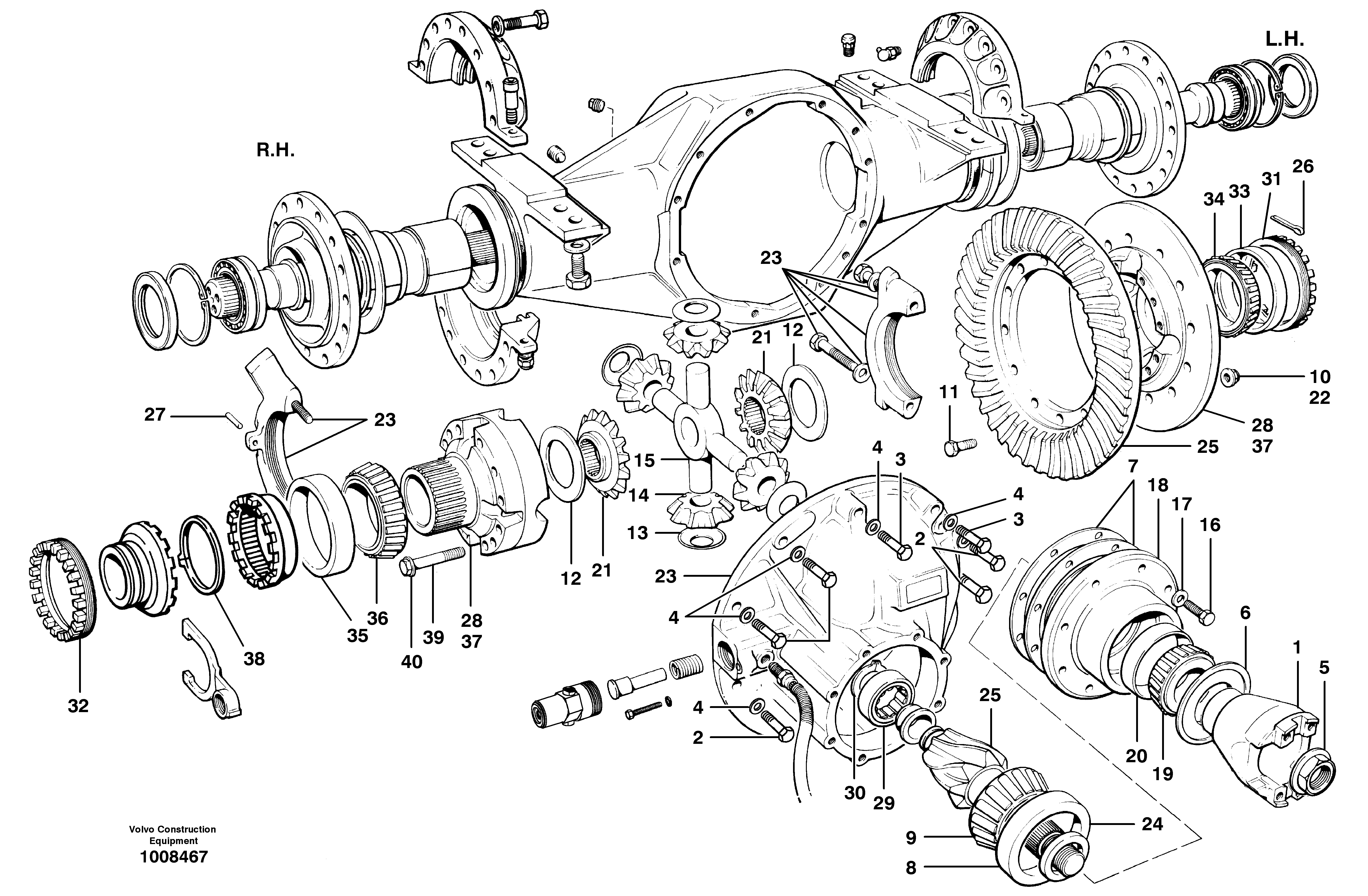 Final drive - differential carrier assembly  MODEL G710B - G726B - S/N 35624 - — volvo parts diagram