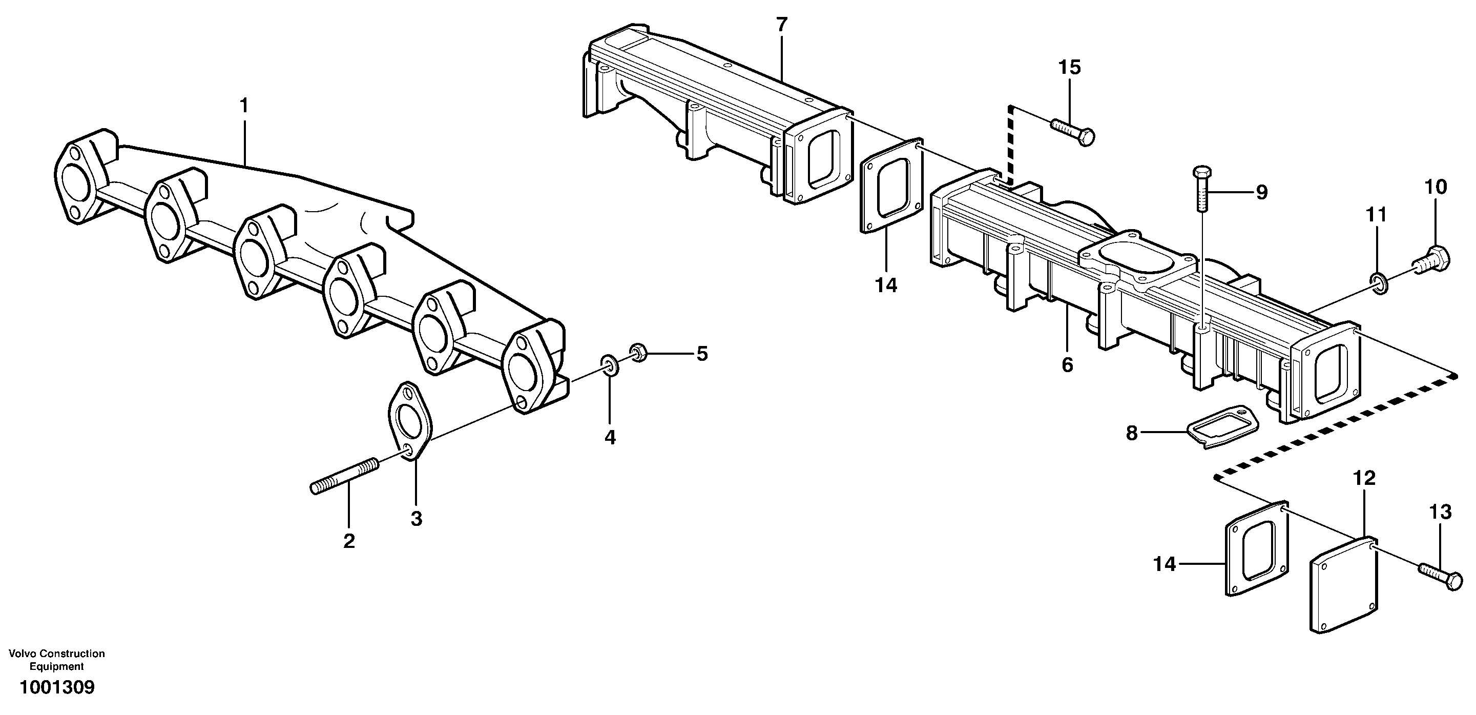 Inlet manifold and exhaust manifold  G710B, G720B, G726B, G730B — volvo parts diagram