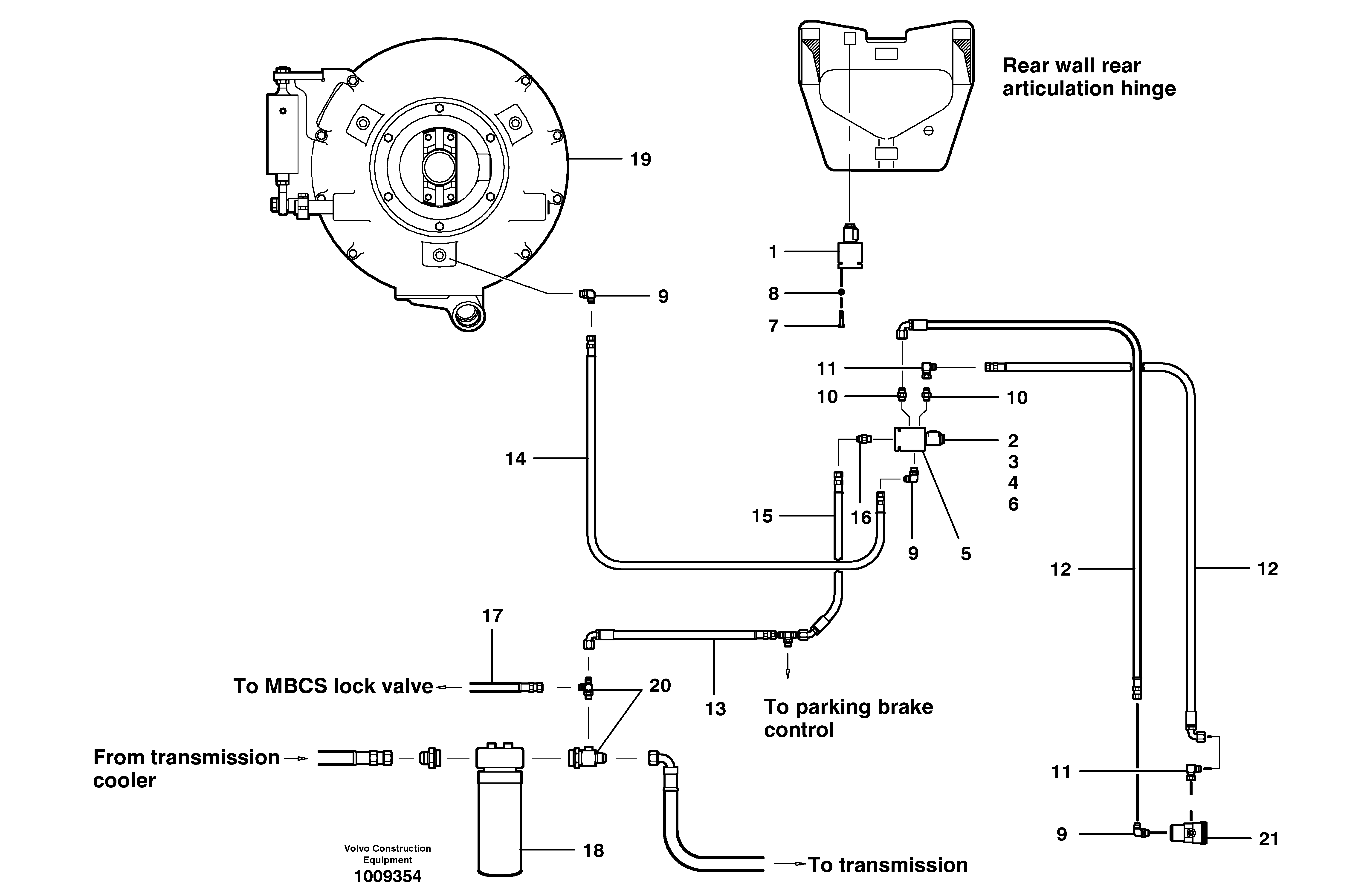Differential hydraulic circuit  MODEL G710B - G746B — volvo parts diagram