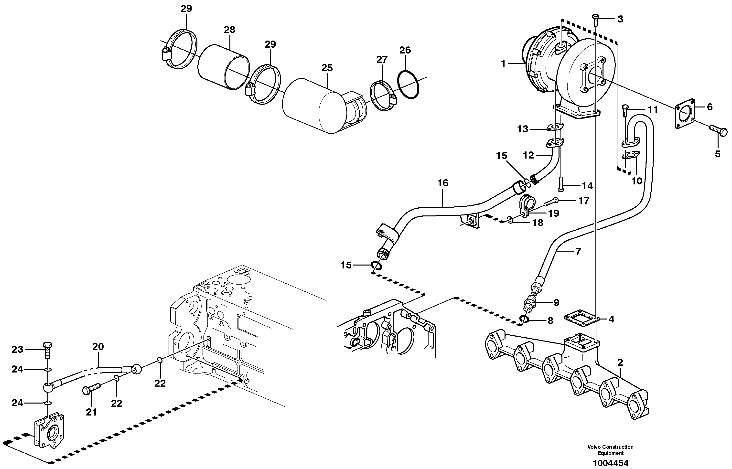 Turbocharger with fitting parts  G720B — volvo parts diagram