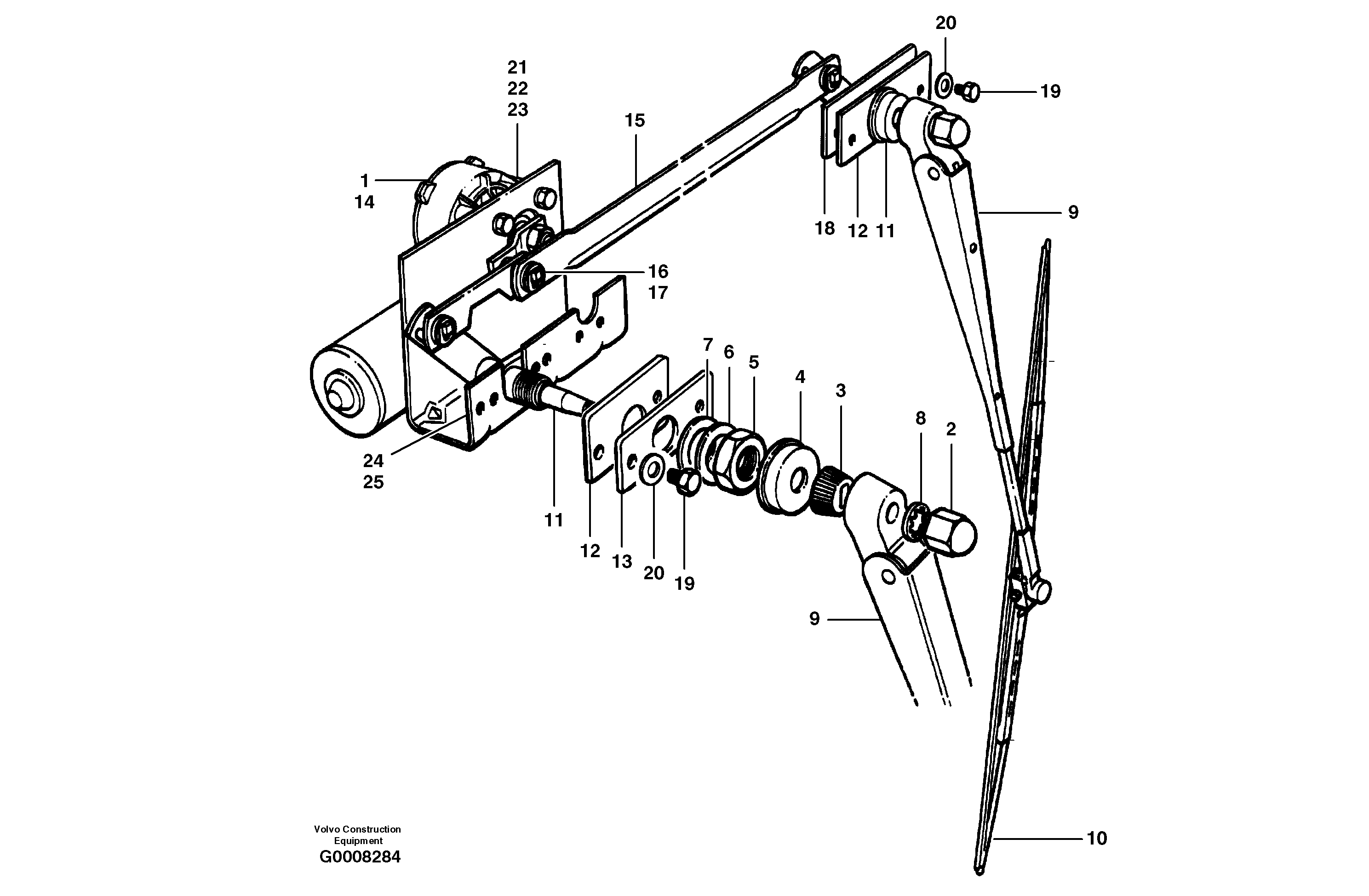 Windshield wiper - low profile cab — volvo parts diagram