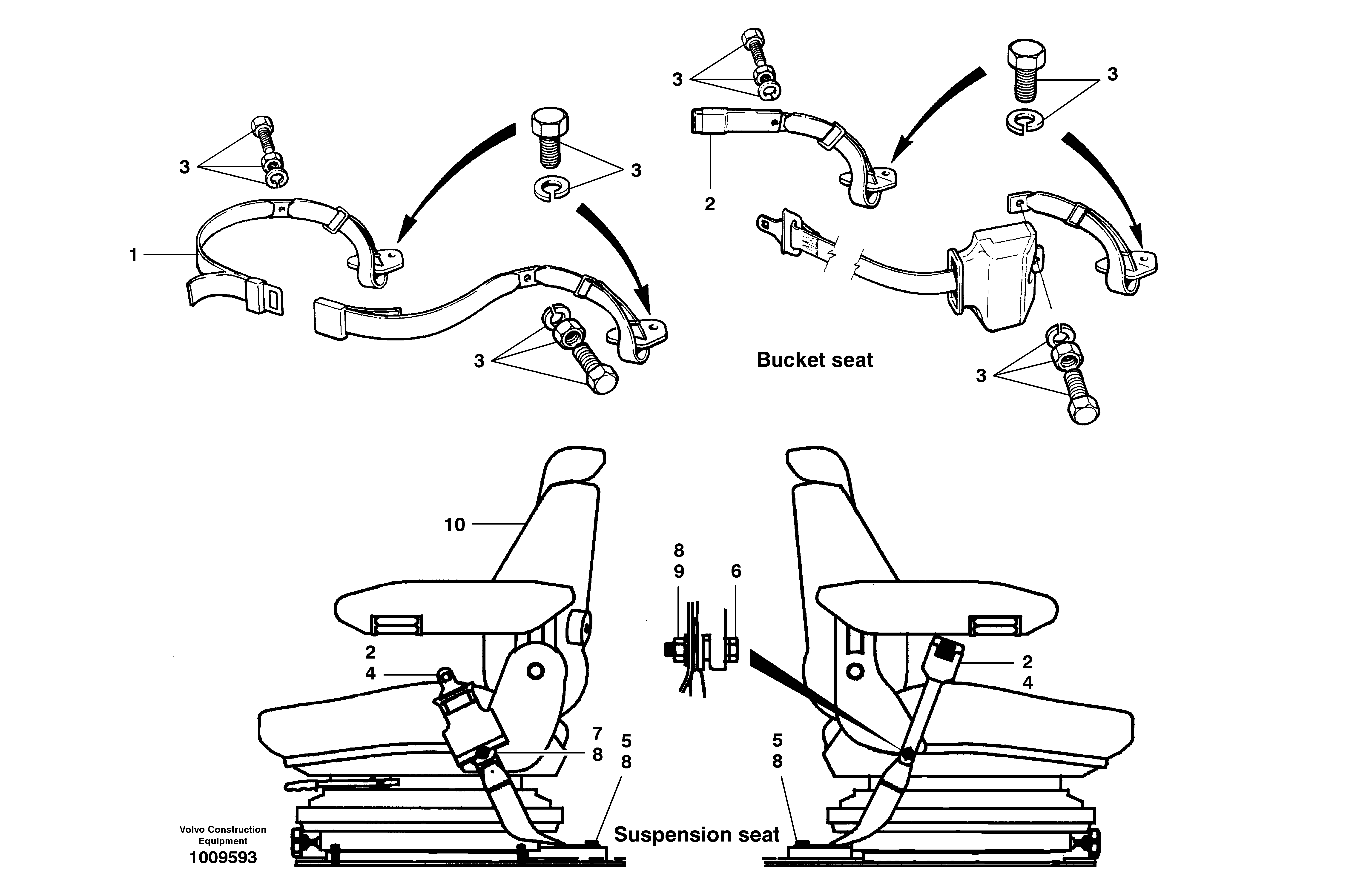 Seat belts — volvo parts diagram