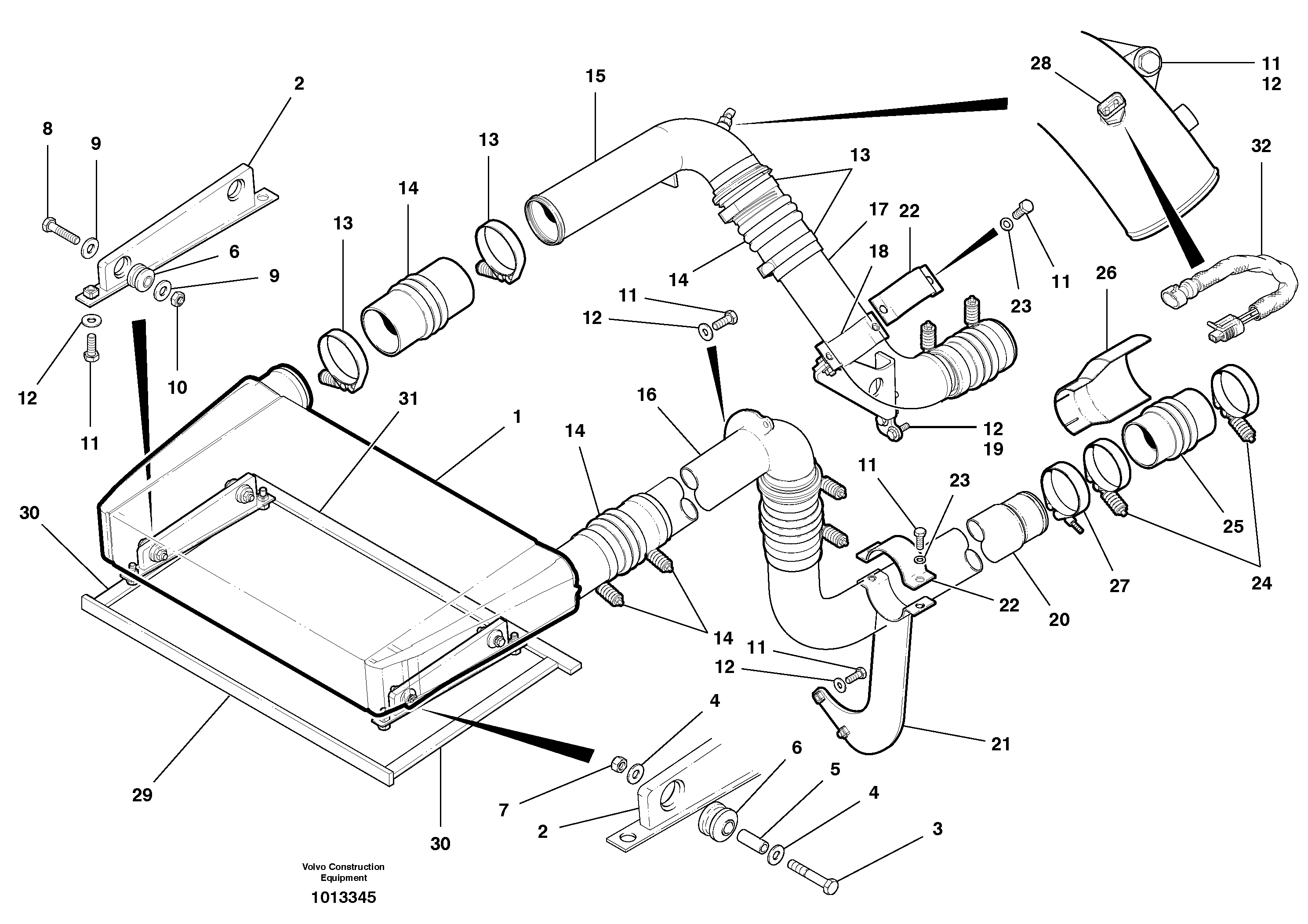 Intercooler with connectors  MODEL G710B - G730B — volvo parts diagram