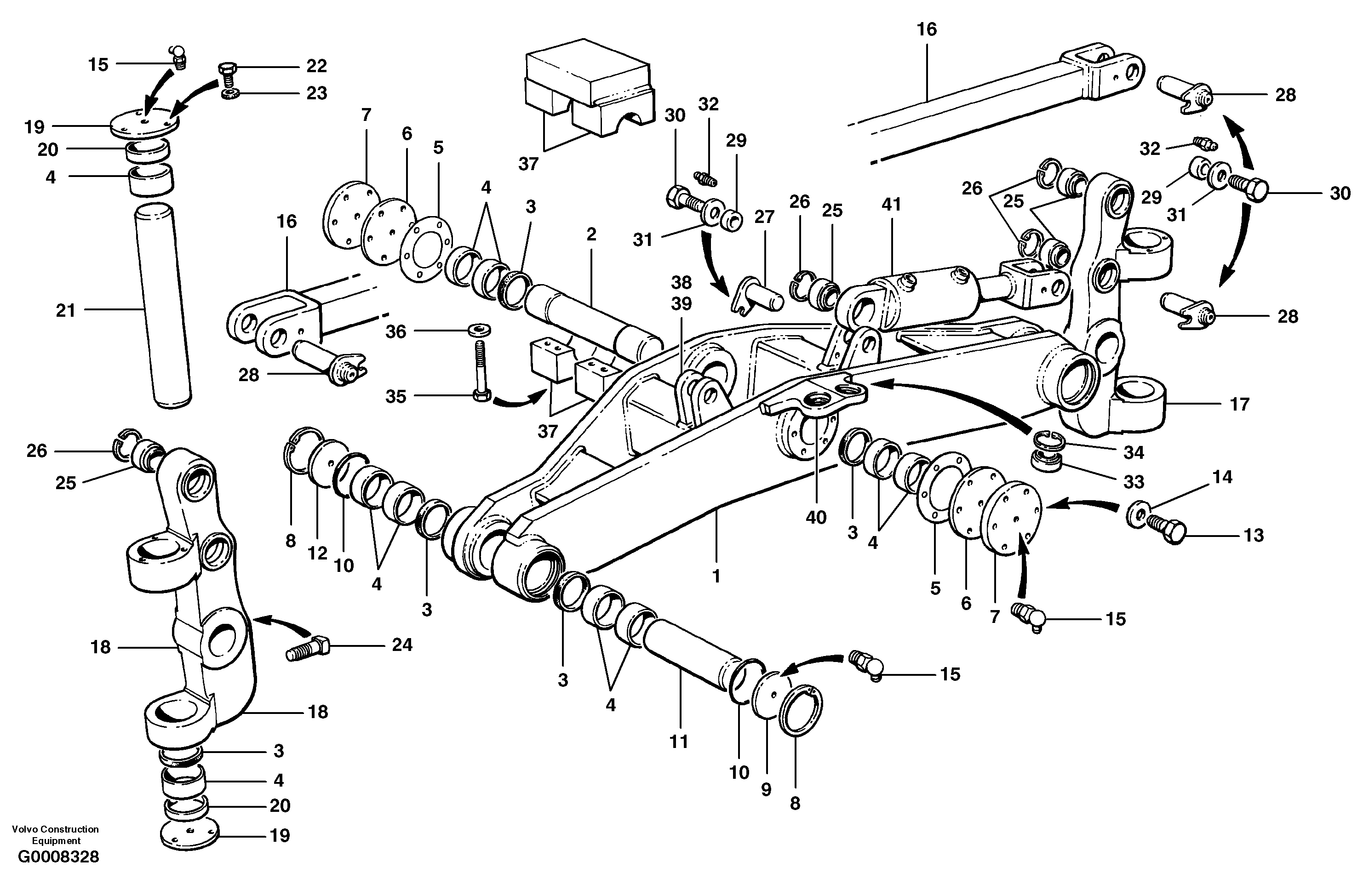 Front axle and knuckle  MODEL G780B — volvo parts diagram