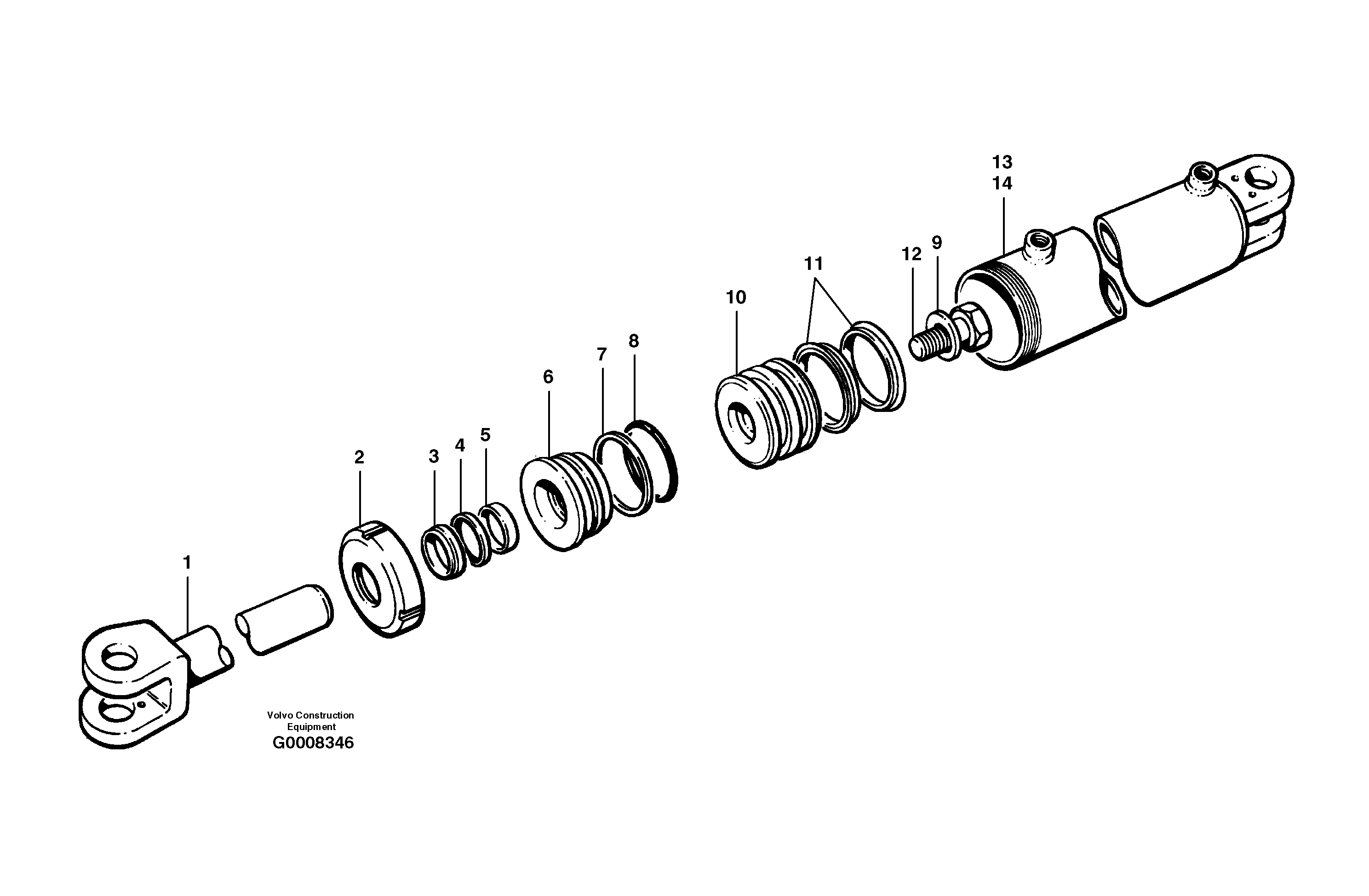 Articulation cylinders  MODEL G730B - G780B — volvo parts diagram