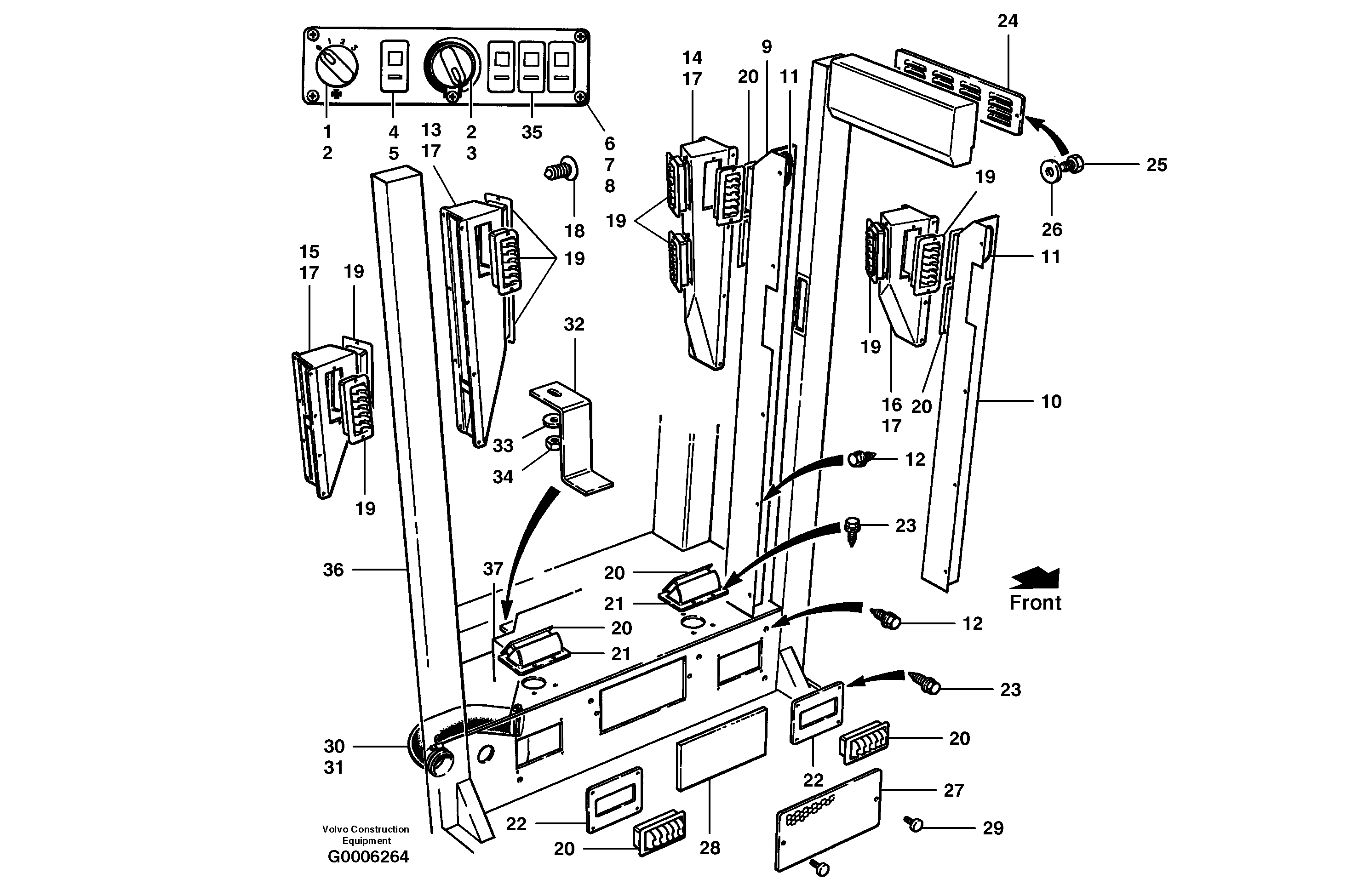 Heater and air conditioning installation  S/N 35000 - 35049, 35052 - 35060 — volvo parts diagram