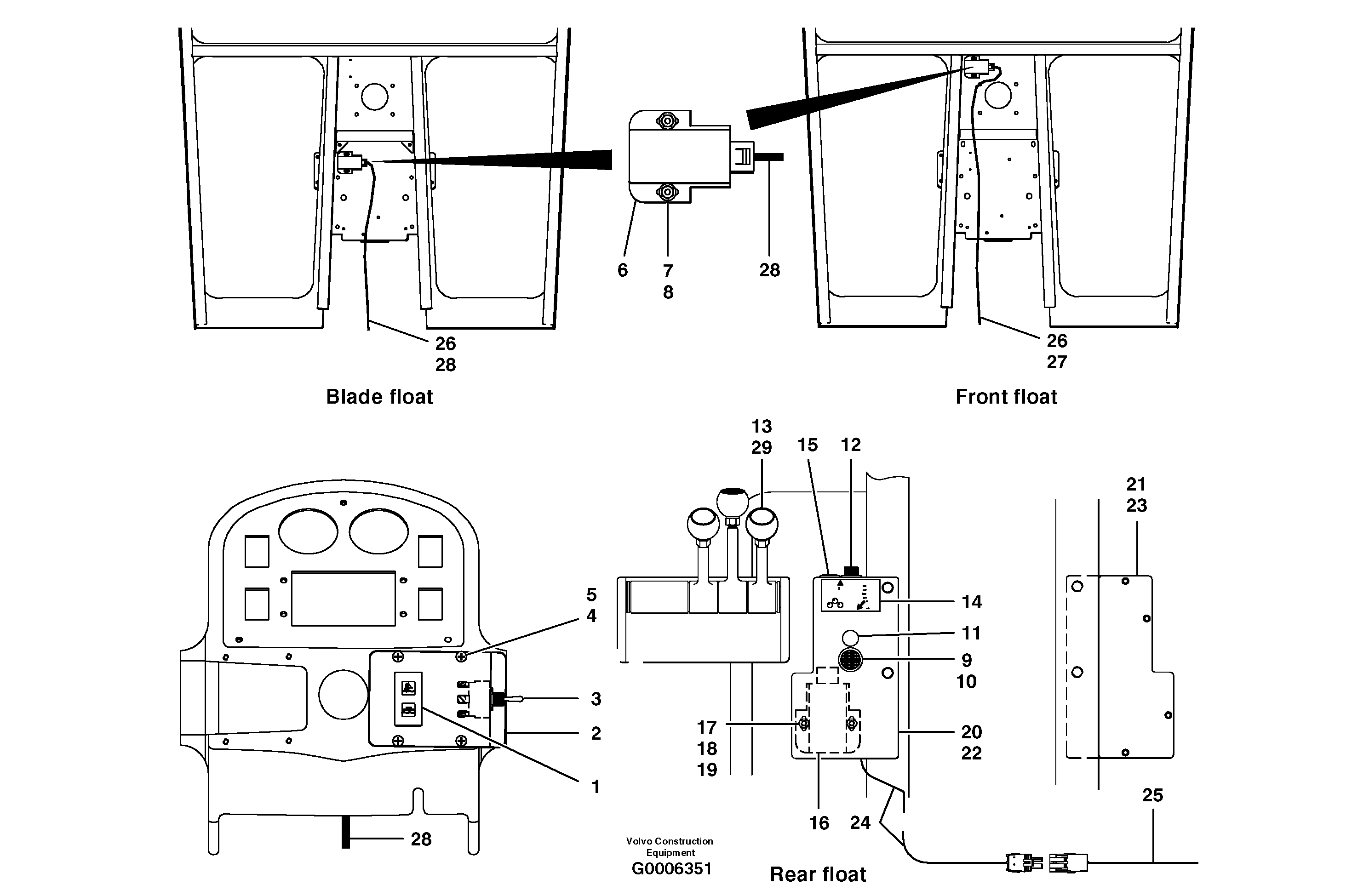 Electric float controls  S/N 35000 - 35049, 35052 - 35060 — volvo parts diagram