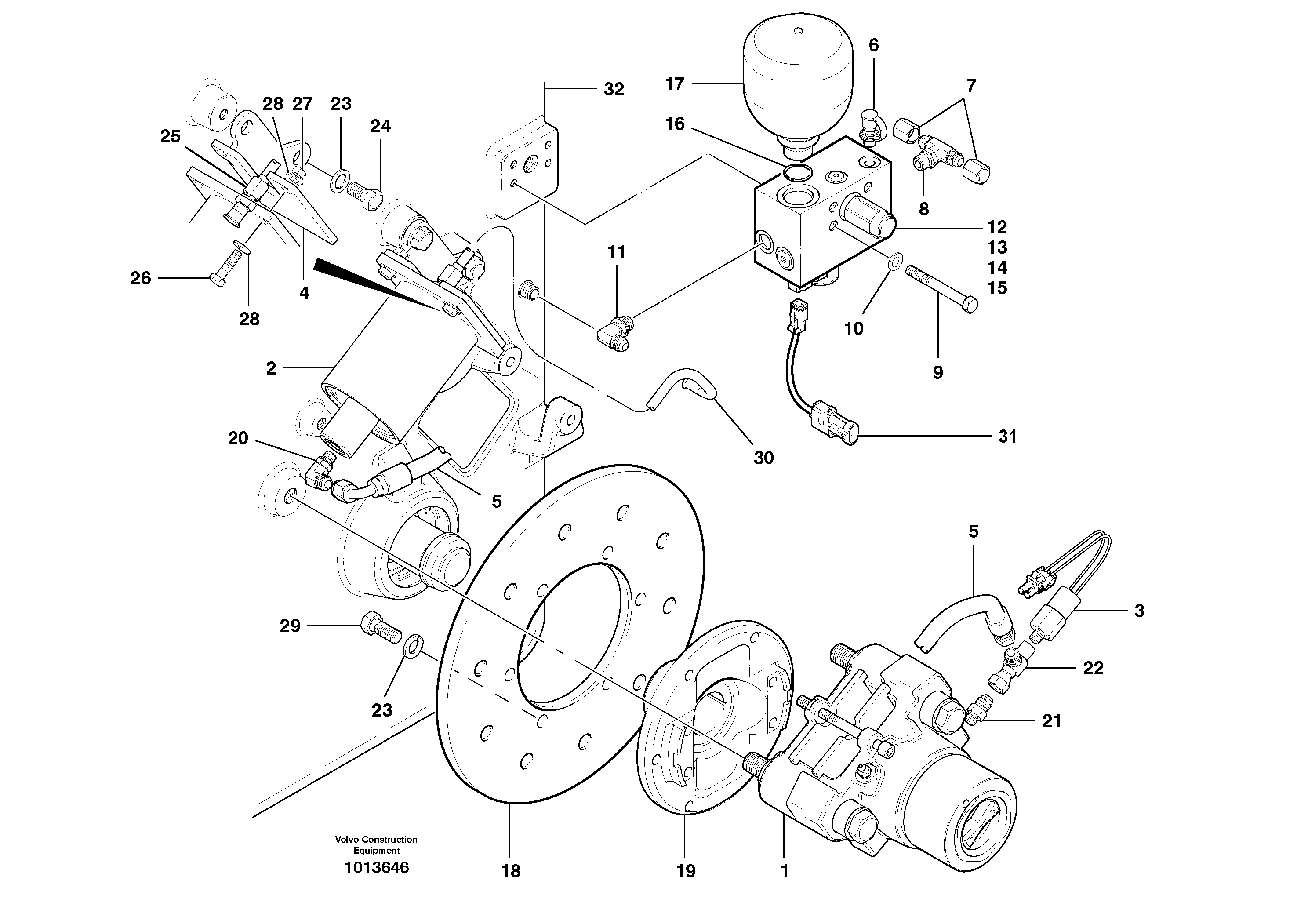 Parking brake  S/N 36817- — volvo parts diagram
