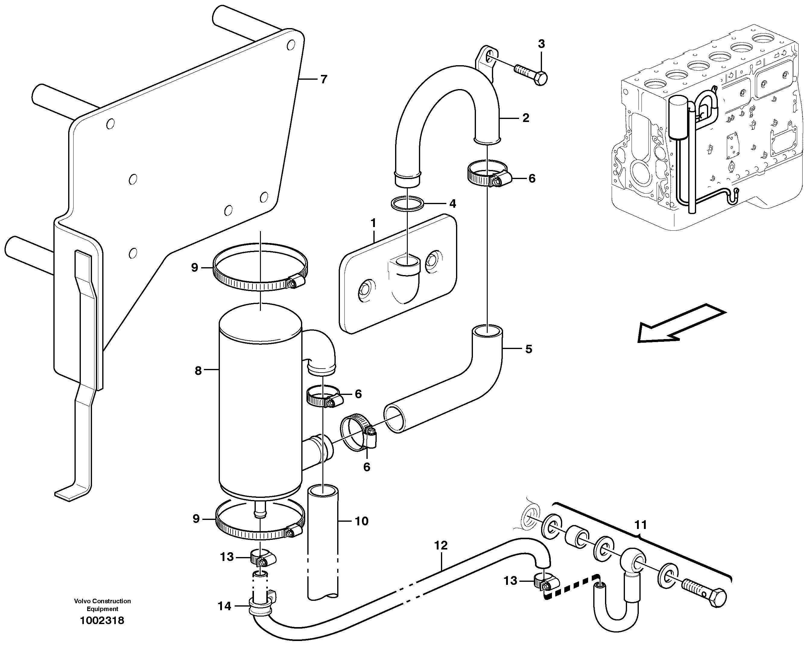 Crankcase ventilation  G740B, G746B, G780B — volvo parts diagram