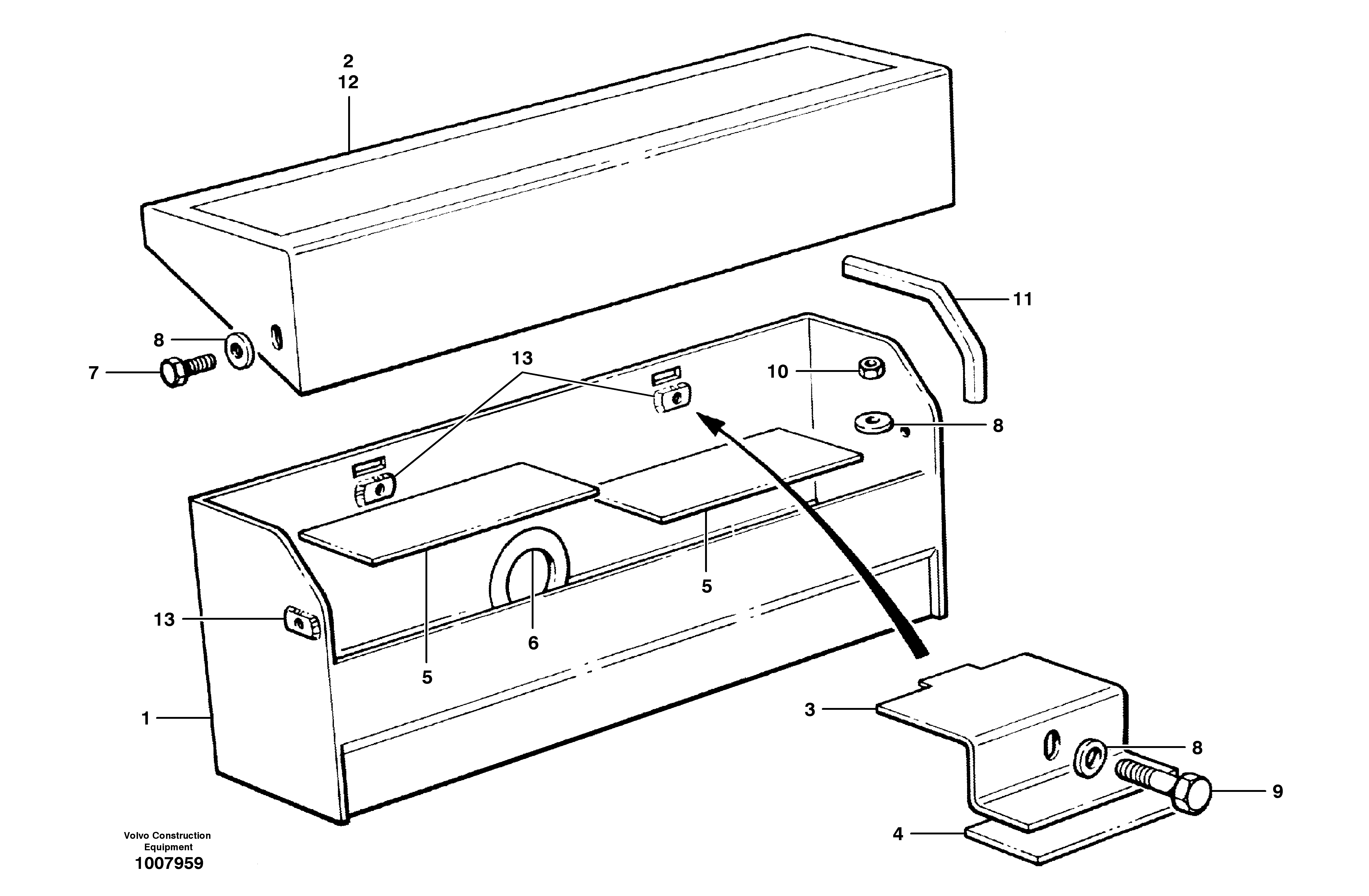 Battery box  S/N 35000 - 35049, 35052 - 35060 — volvo parts diagram