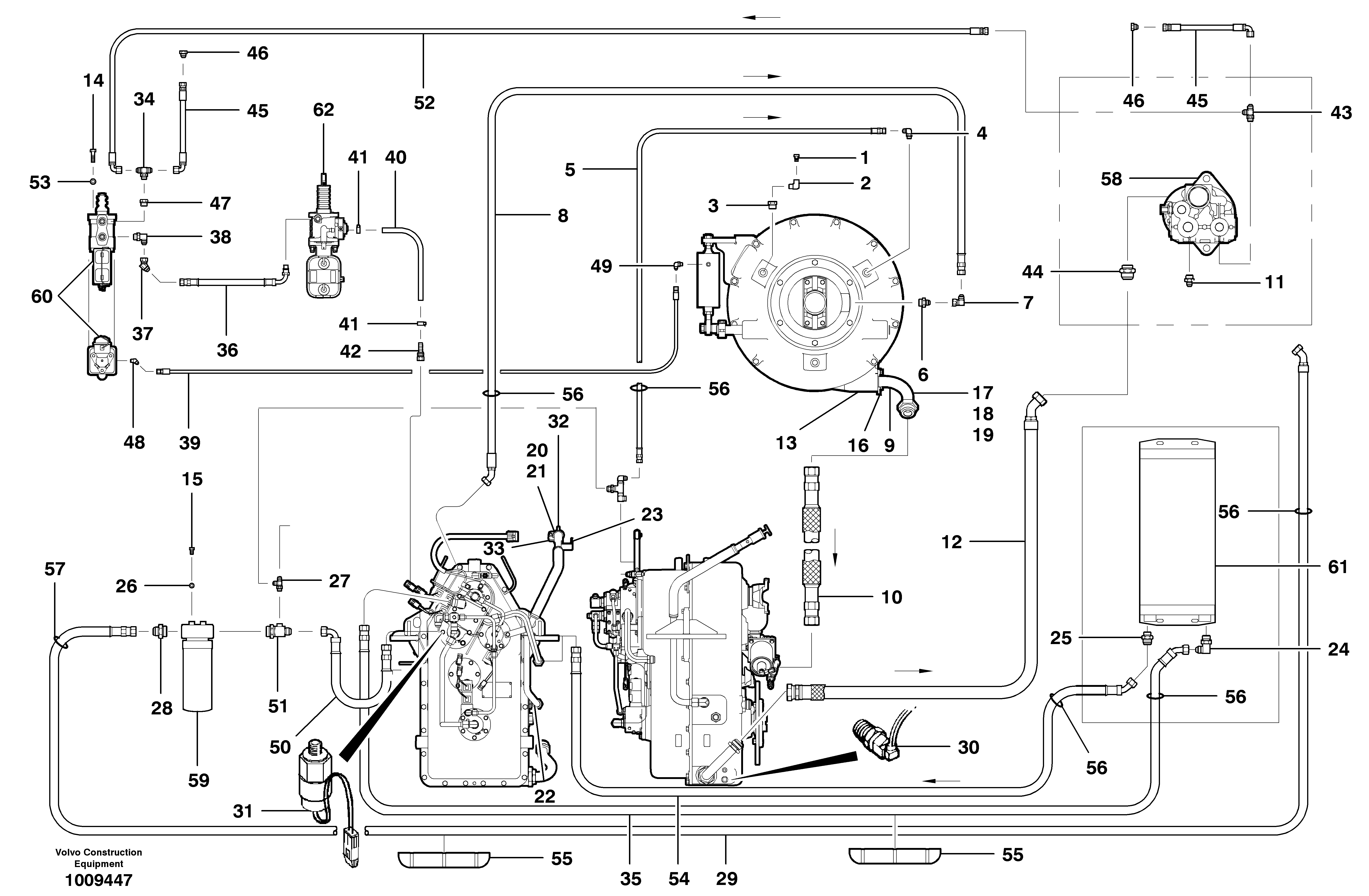 Transmission hydraulic circuit  MODEL G710B - G730B - S/N 36078 - 36879 — volvo parts diagram