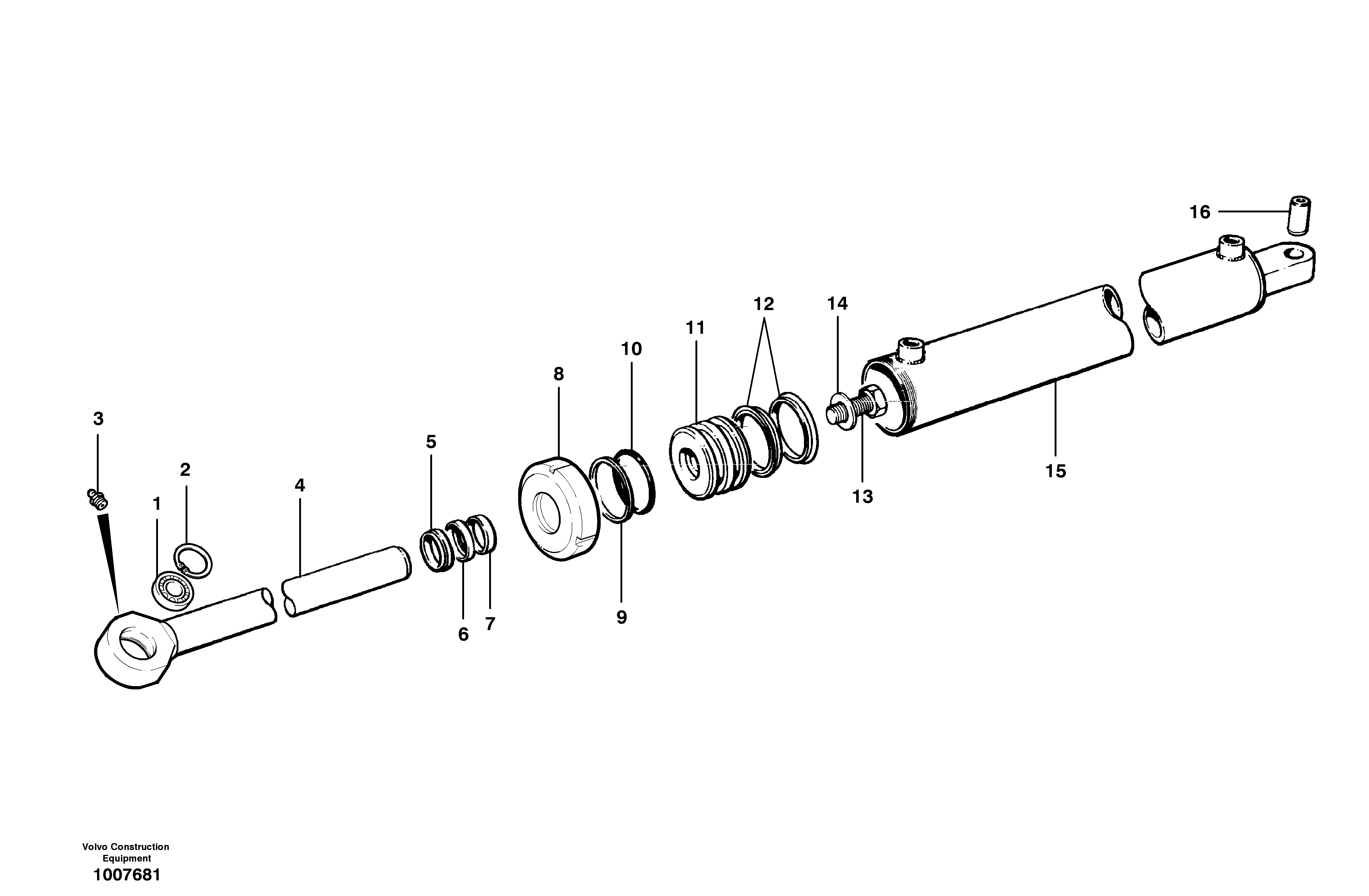 Slide shift cylinder  MODEL G780B, S/N 35050, 35051, 35061 - — volvo parts diagram