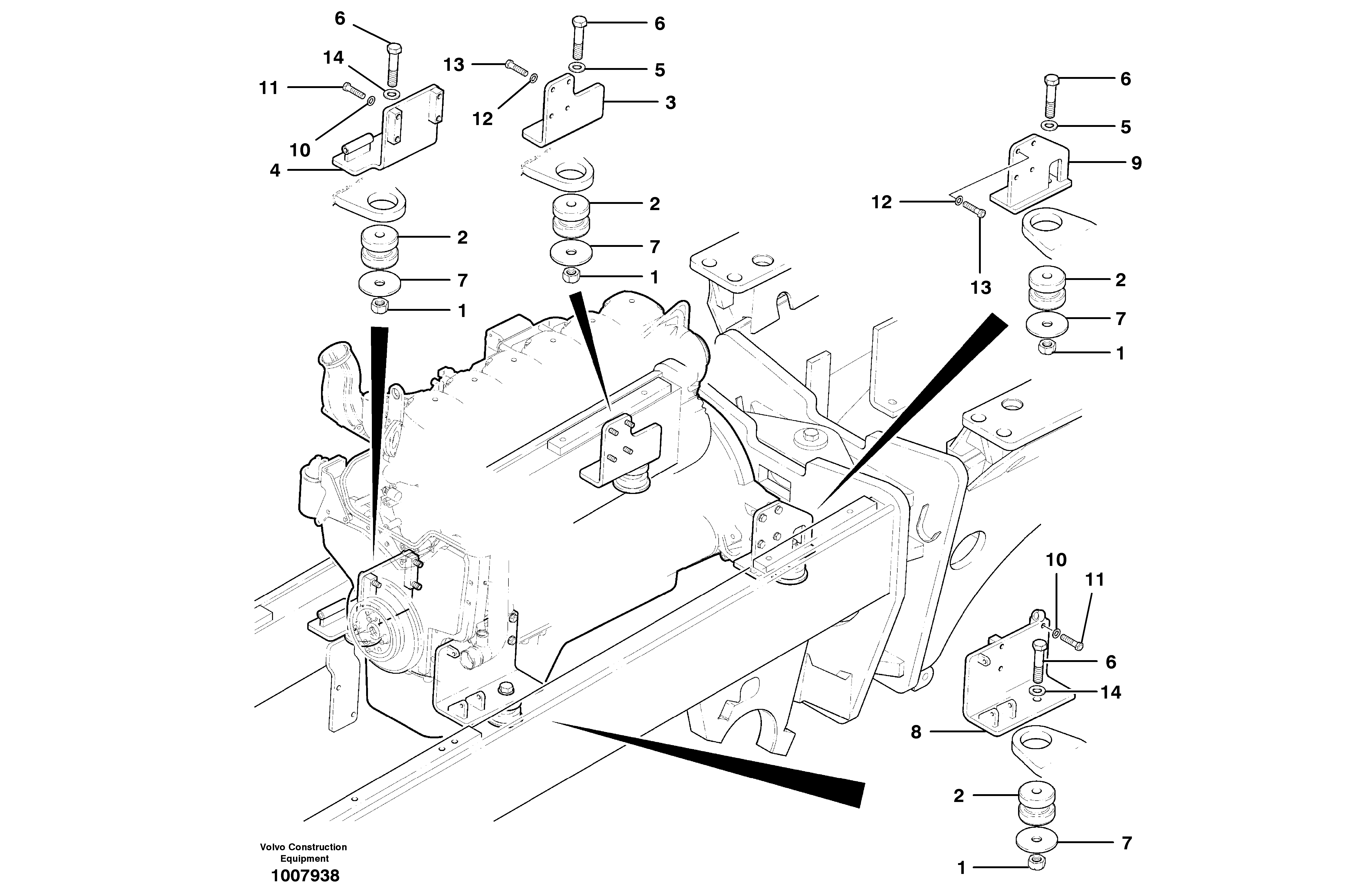 Engine mounts  MODEL G740B - G780B S/N 36364 - — volvo parts diagram