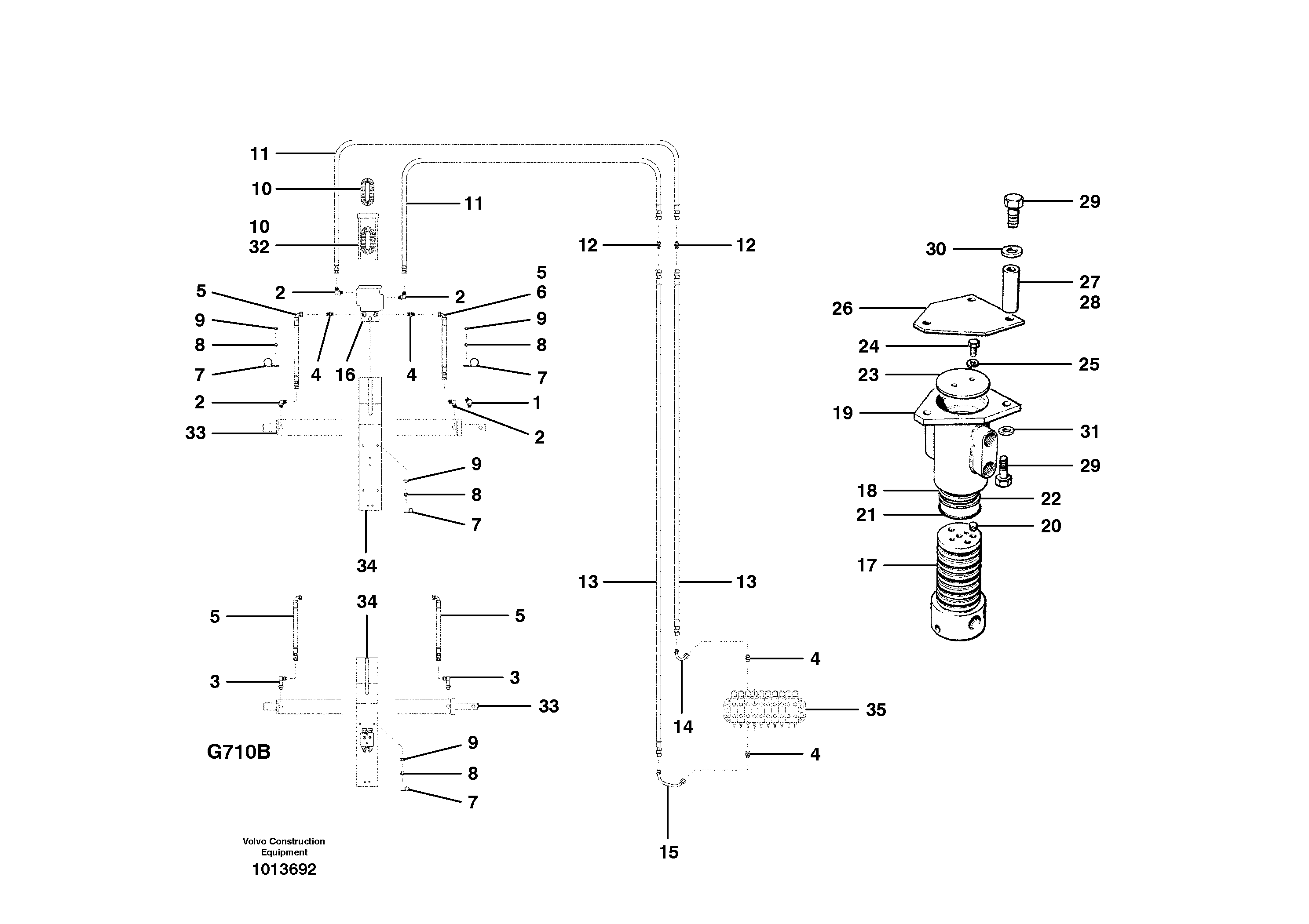 Slide shift circuit and swivel joint — volvo parts diagram