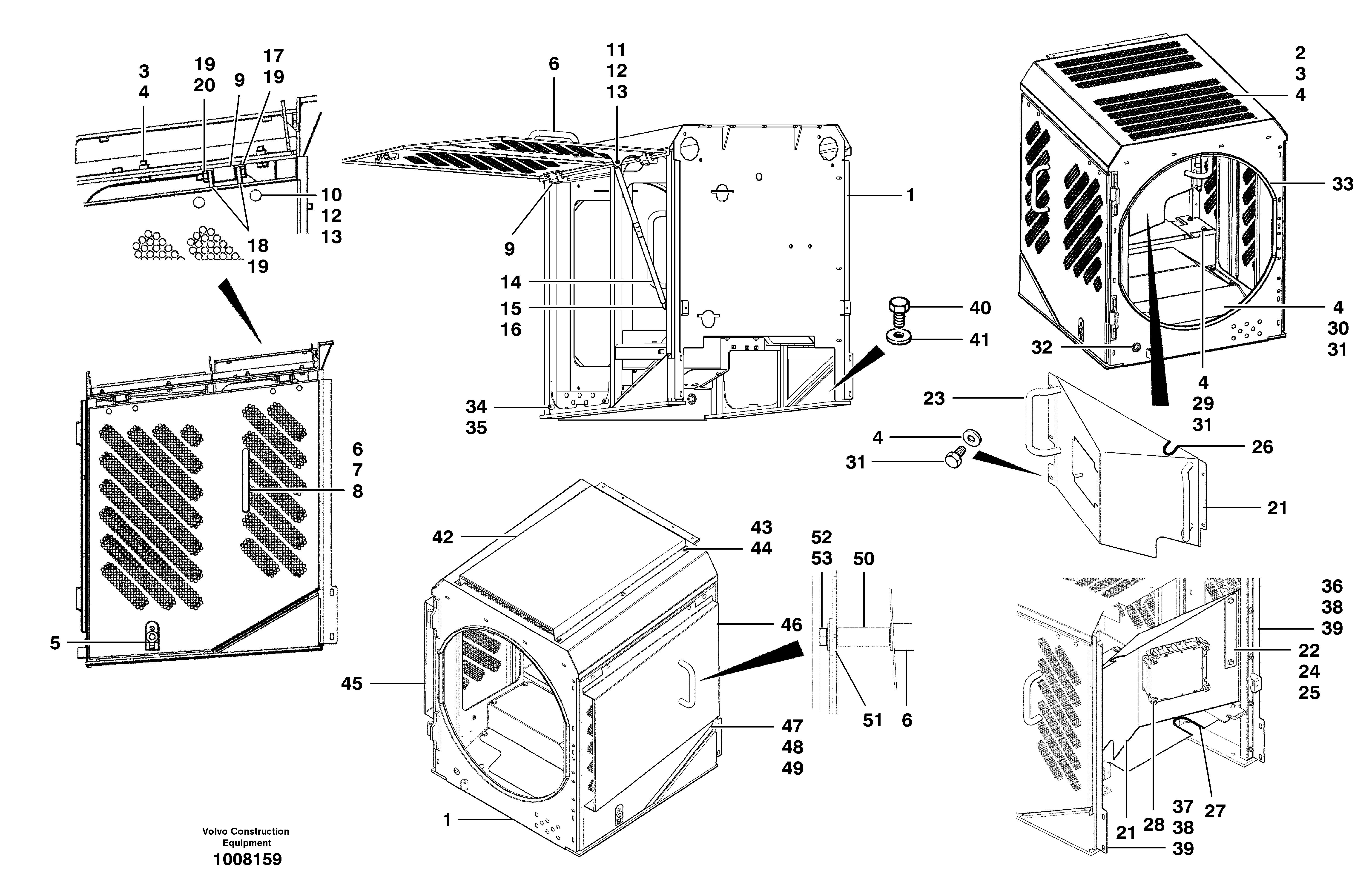 Radiator housing  MODEL G710B - G730B S/N 35050, 35051, 35061 - 35861 — volvo parts diagram