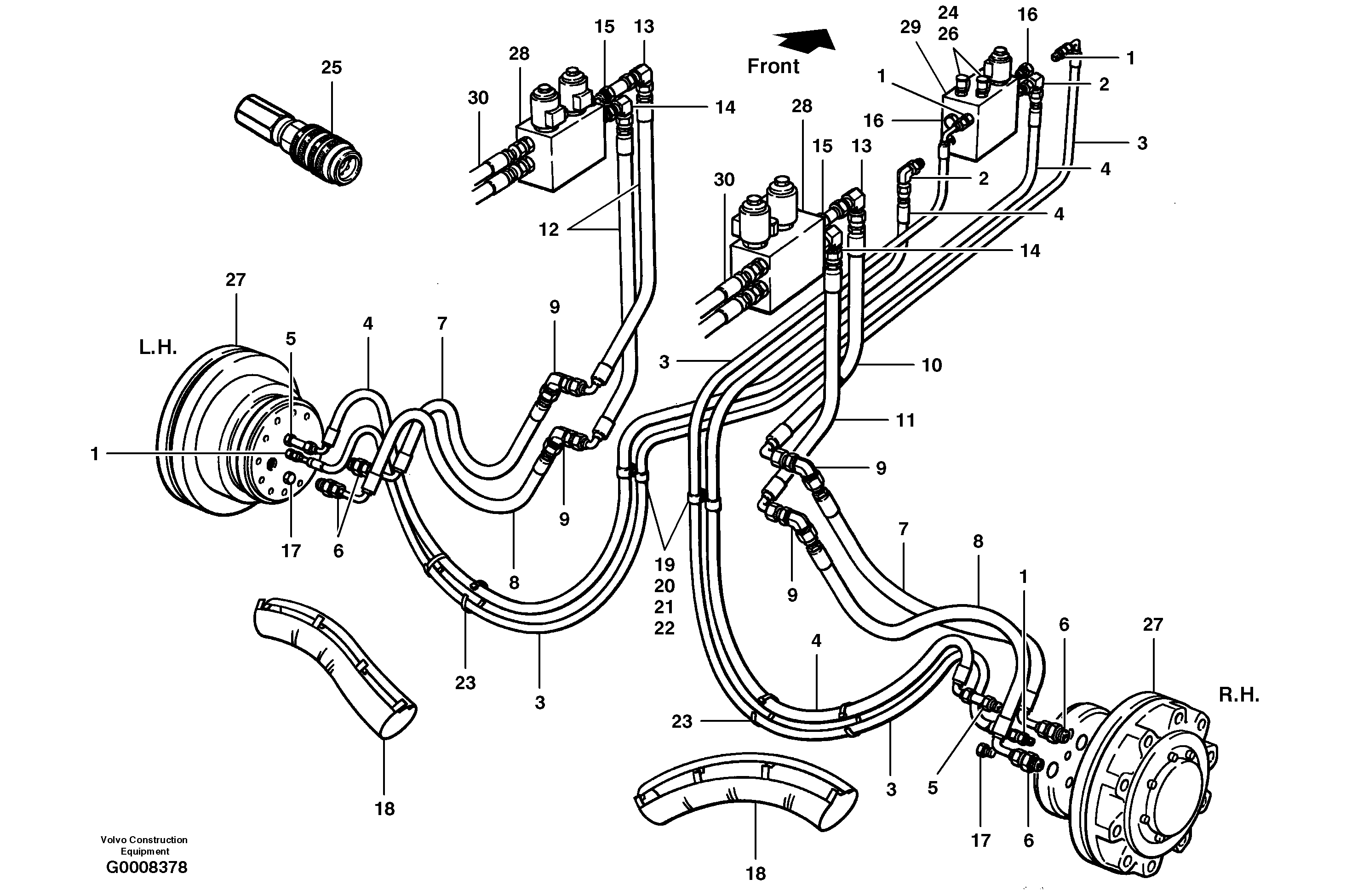 Hydraulic circuit - wheel motors - AWD — volvo parts diagram