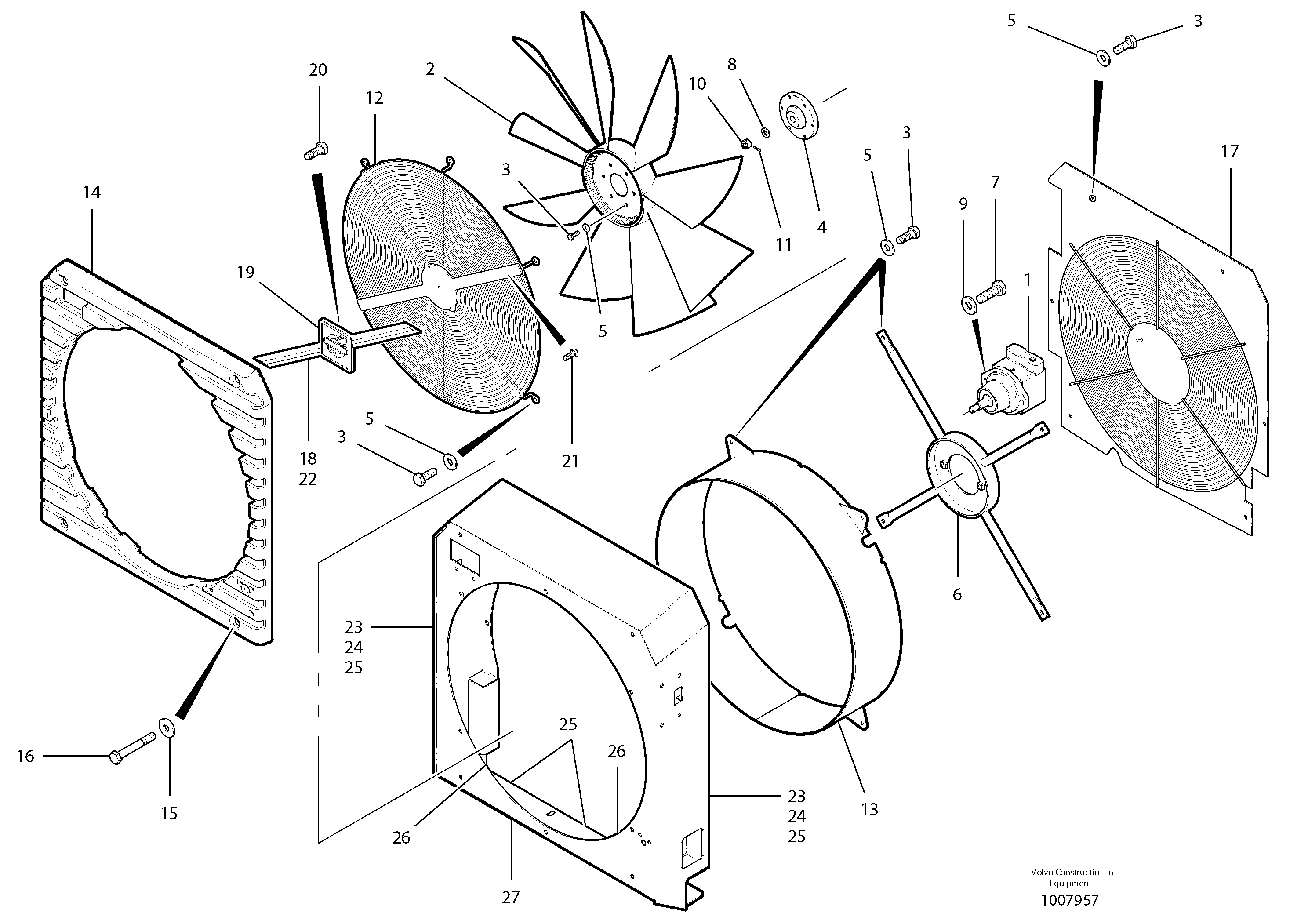 Fan and fan guard  S/N 35000 - 36786 — volvo parts diagram