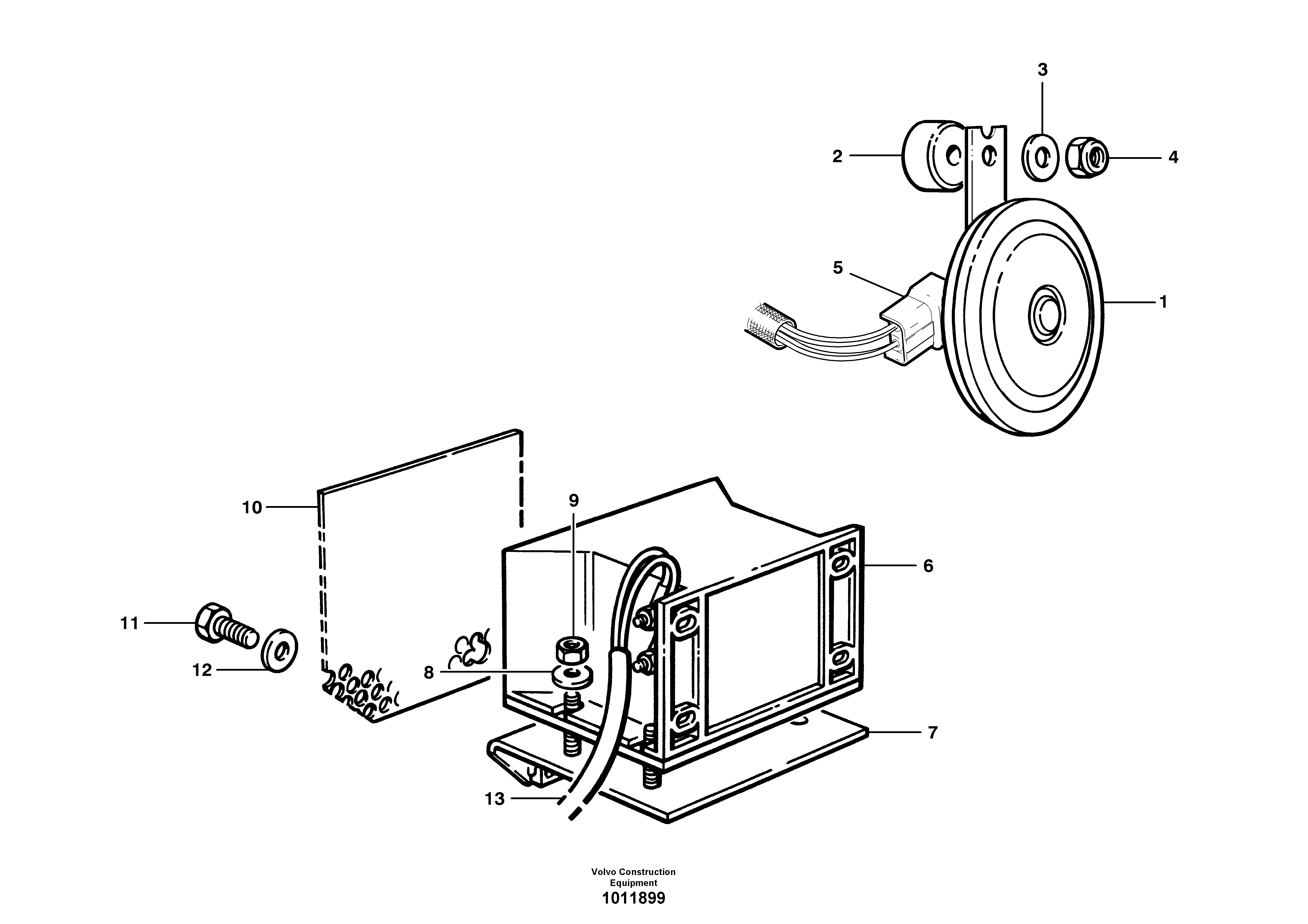 Horn and back-up warning  S/N 36390 - — volvo parts diagram