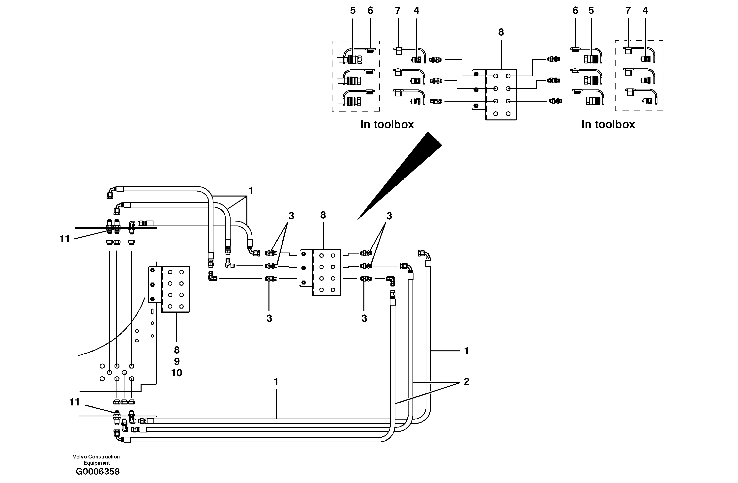 Rear auxilary hydraulic circuit - quick disconnect — volvo parts diagram