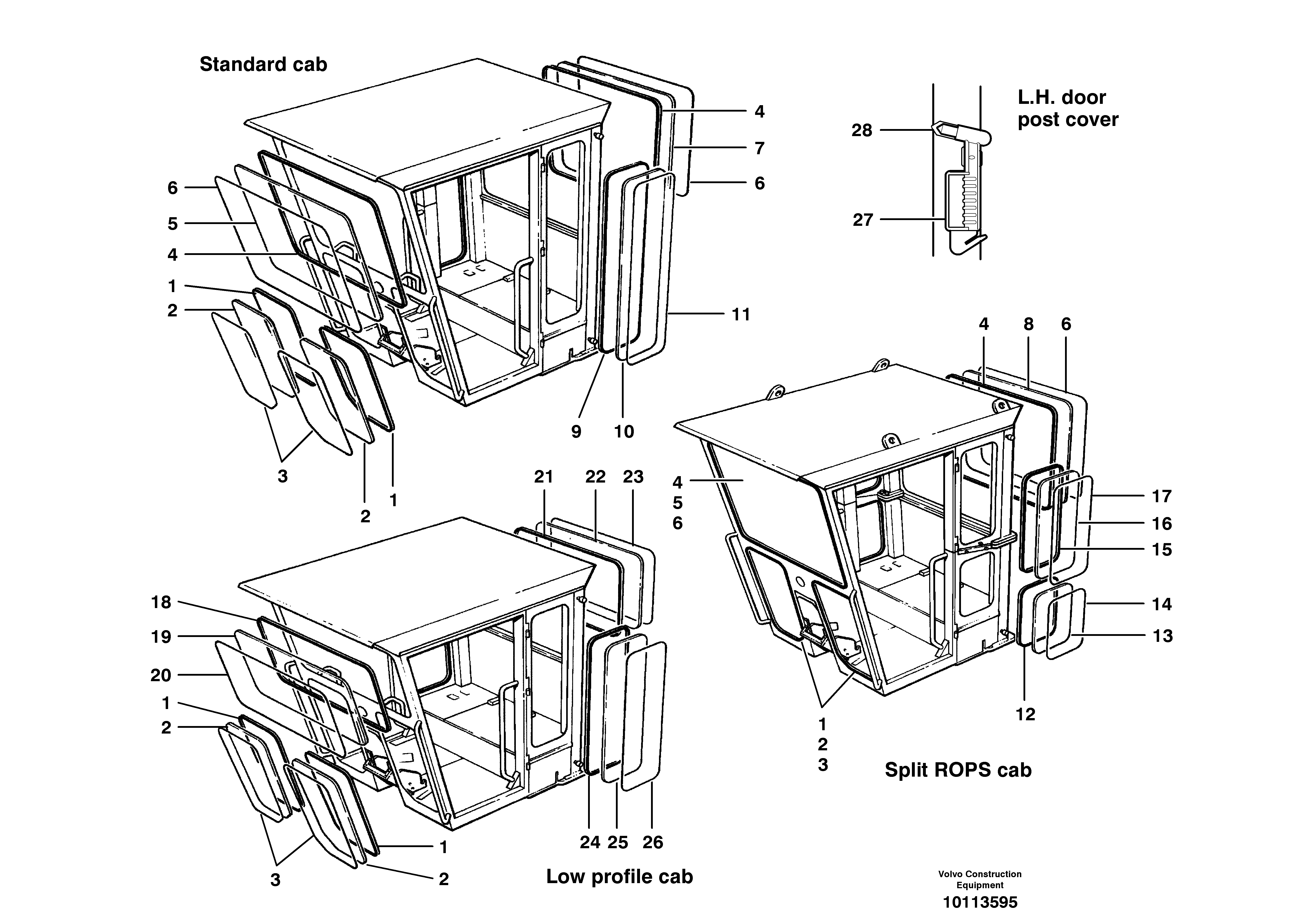 Cab Glass  S/N'S 35050, 35051, 35061 - — volvo parts diagram
