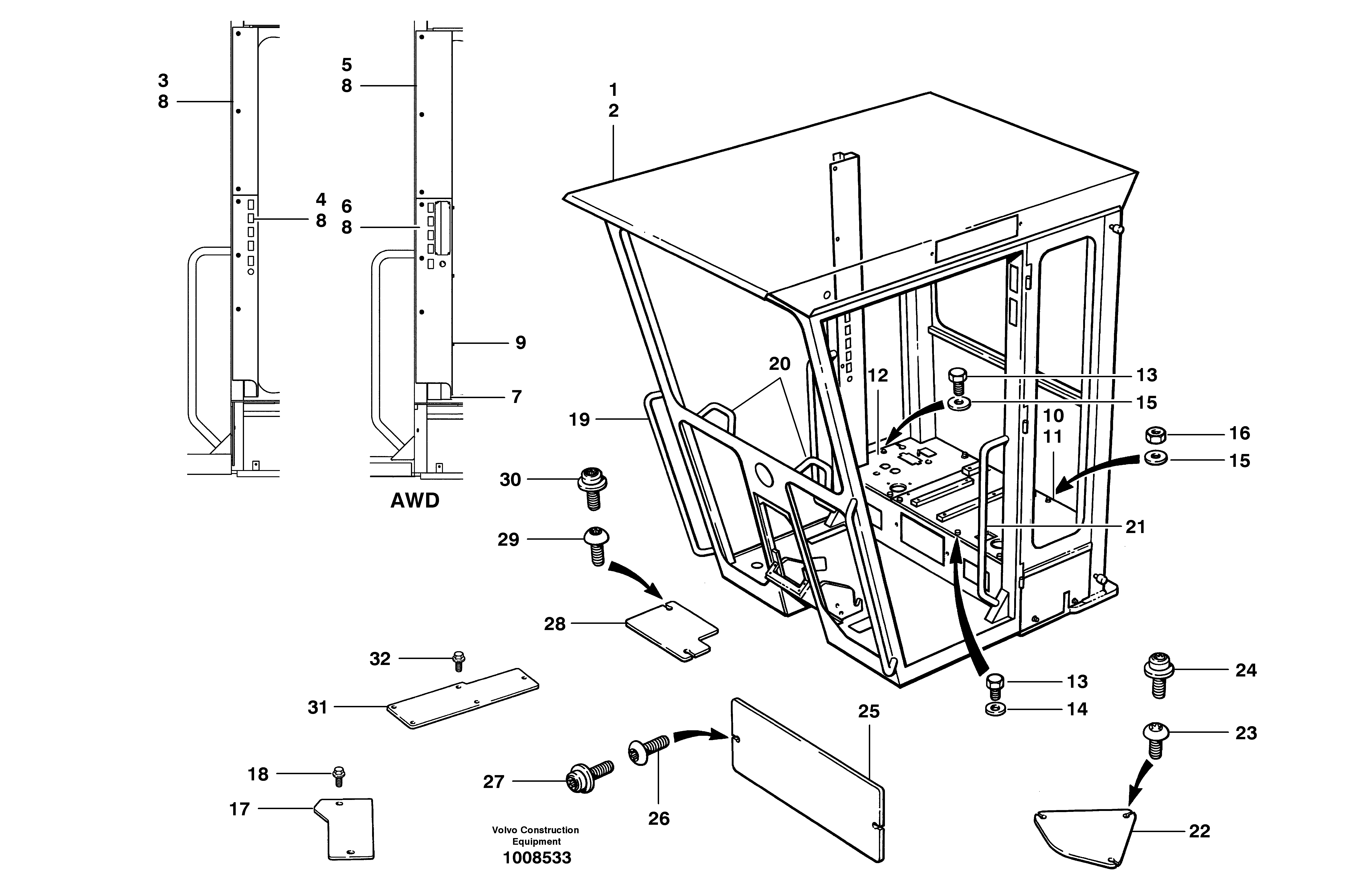Cab - standard and Canopy  S/N 35050, 35051, 35061 - — volvo parts diagram
