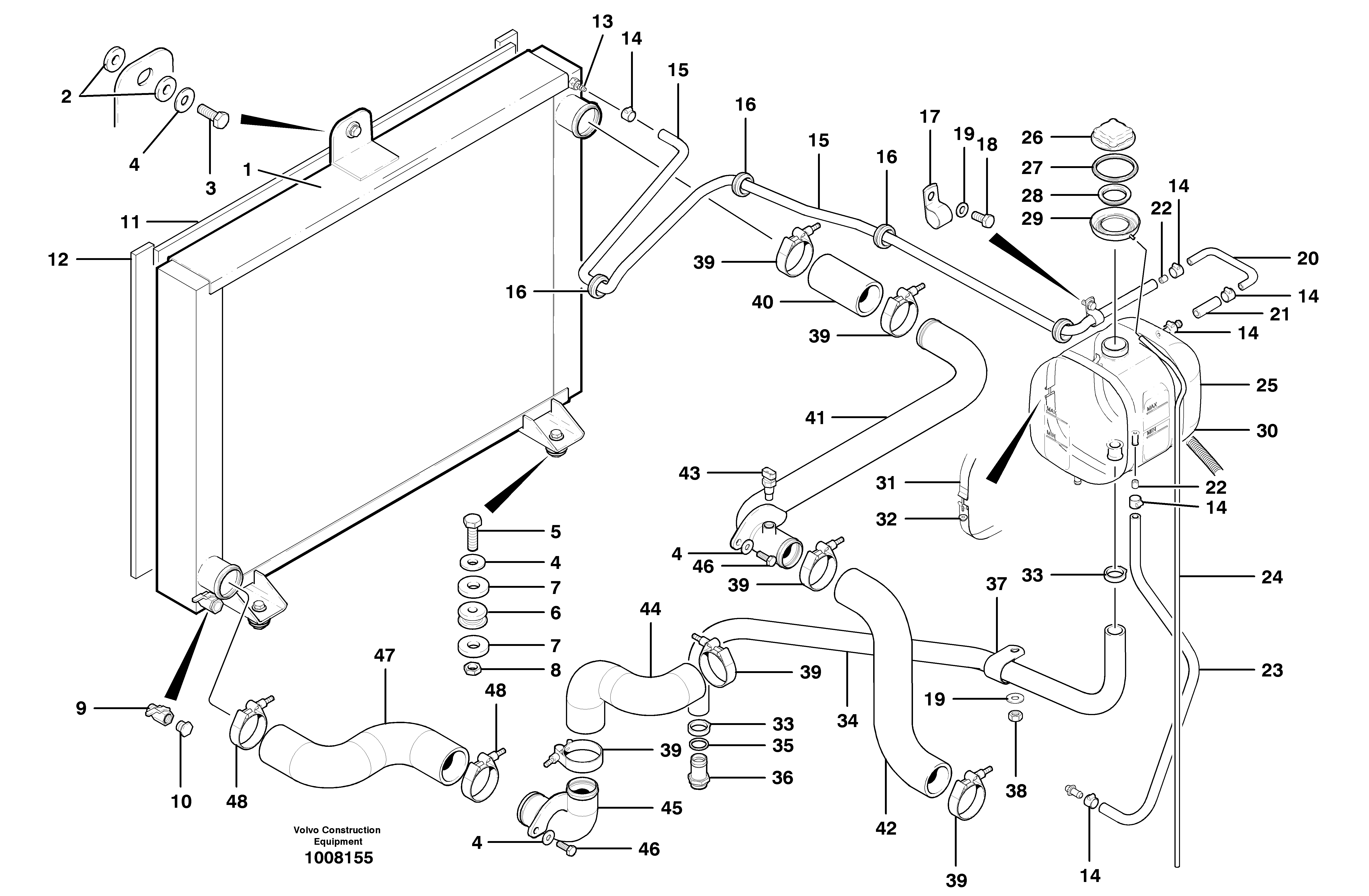 Radiator installation  MODEL G710B - G730B S/N 35862 - — volvo parts diagram