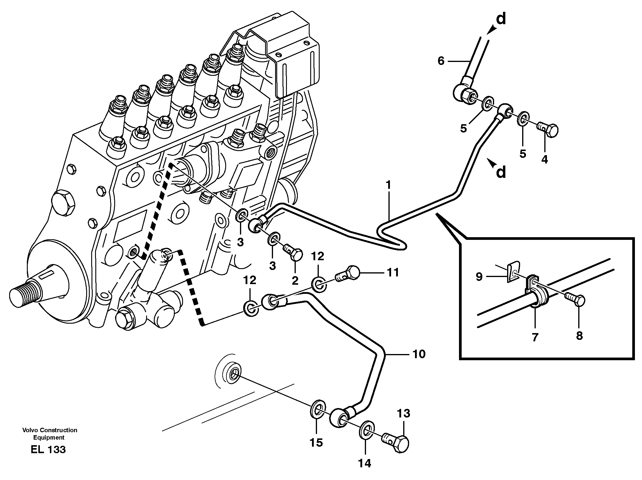 Fuel system, oil pipe  G740B, G746B, G780B — volvo parts diagram
