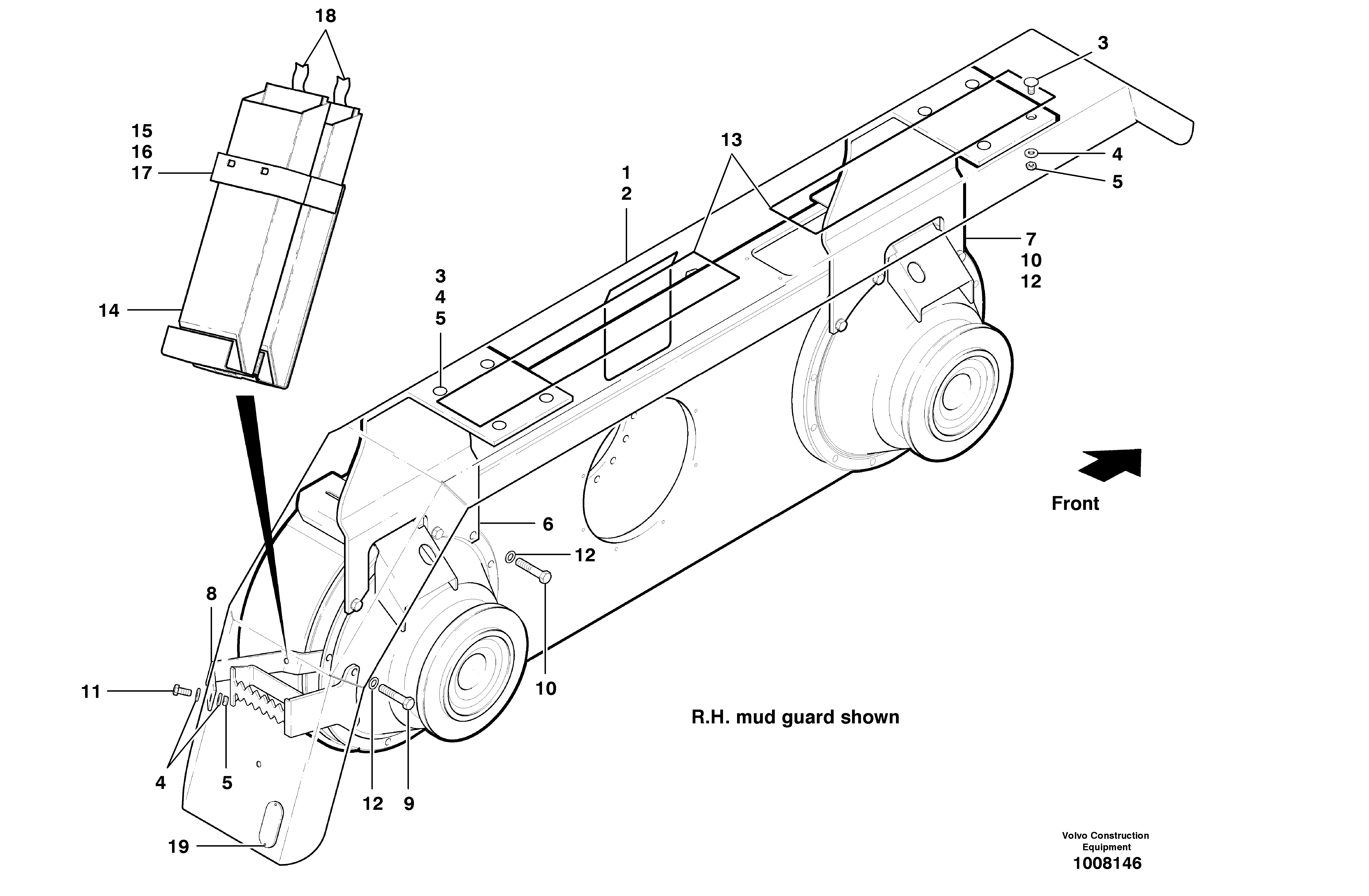 Mudguards - rear  S/N 35050, 35051, 35061 - — volvo parts diagram