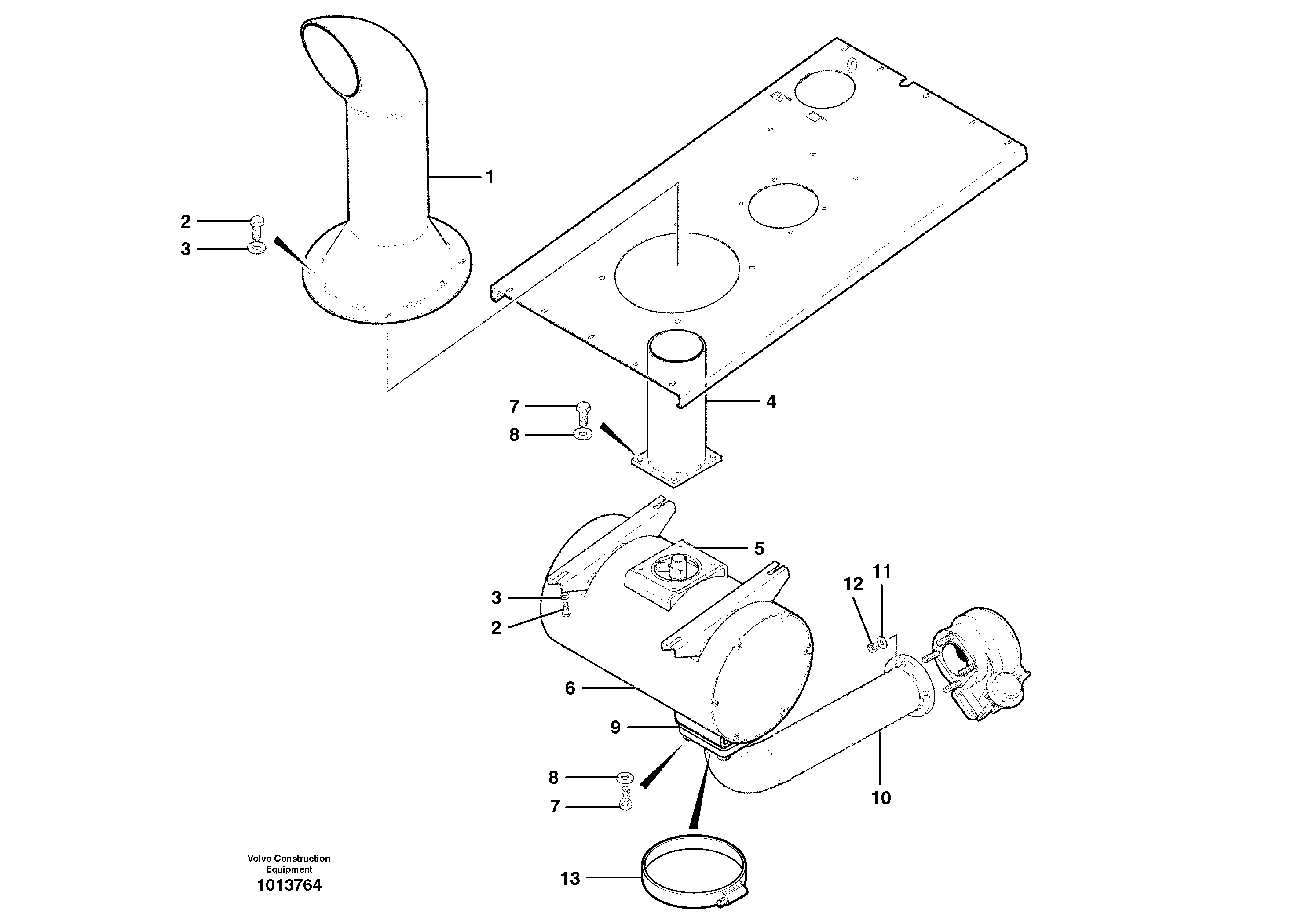 Muffler and exhaust stack  MODEL G710B - G730B — volvo parts diagram