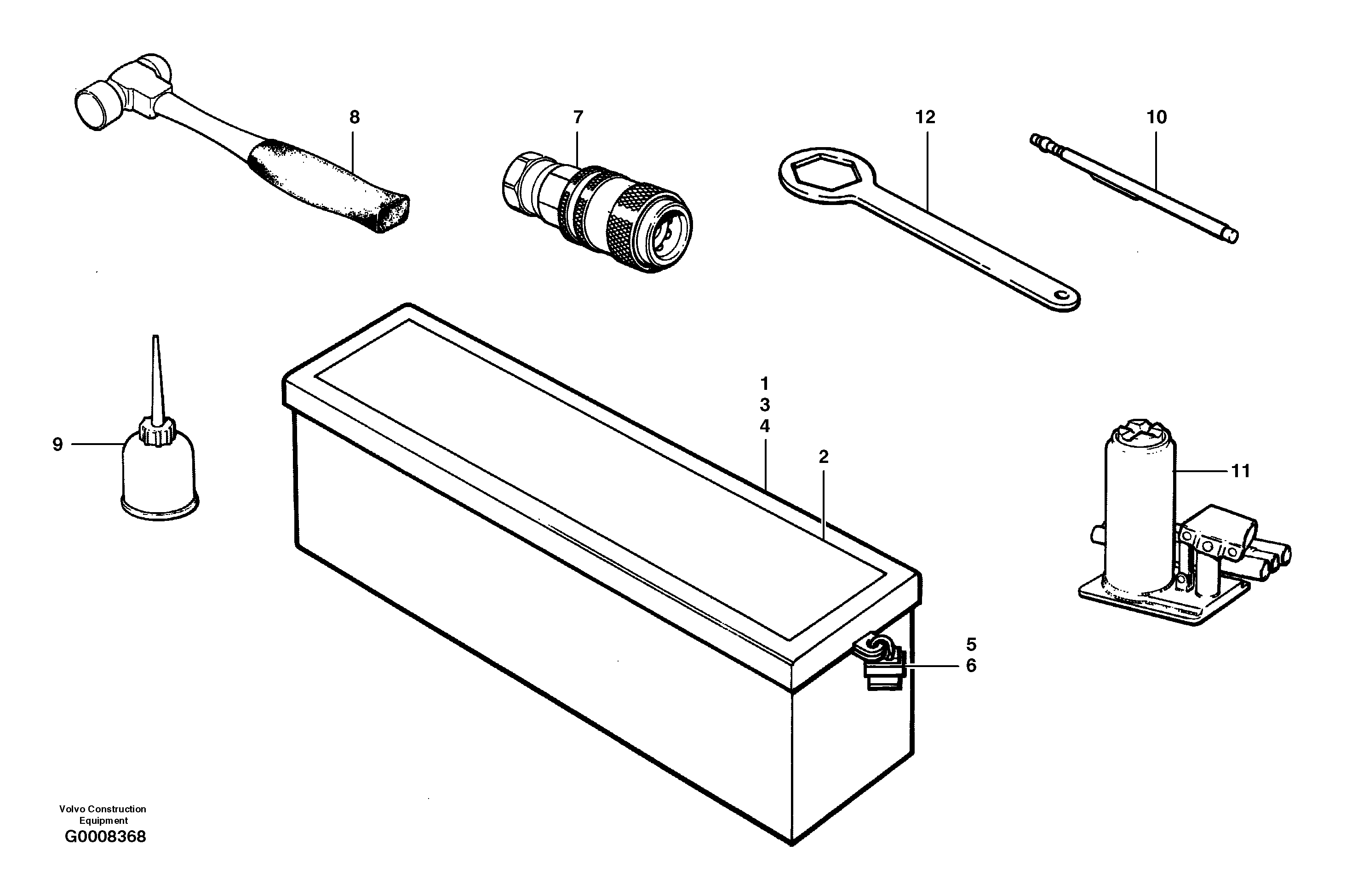 Toolbox, Tools and paint  S/N 35000 - 35049, 35052 - 35060 — volvo parts diagram