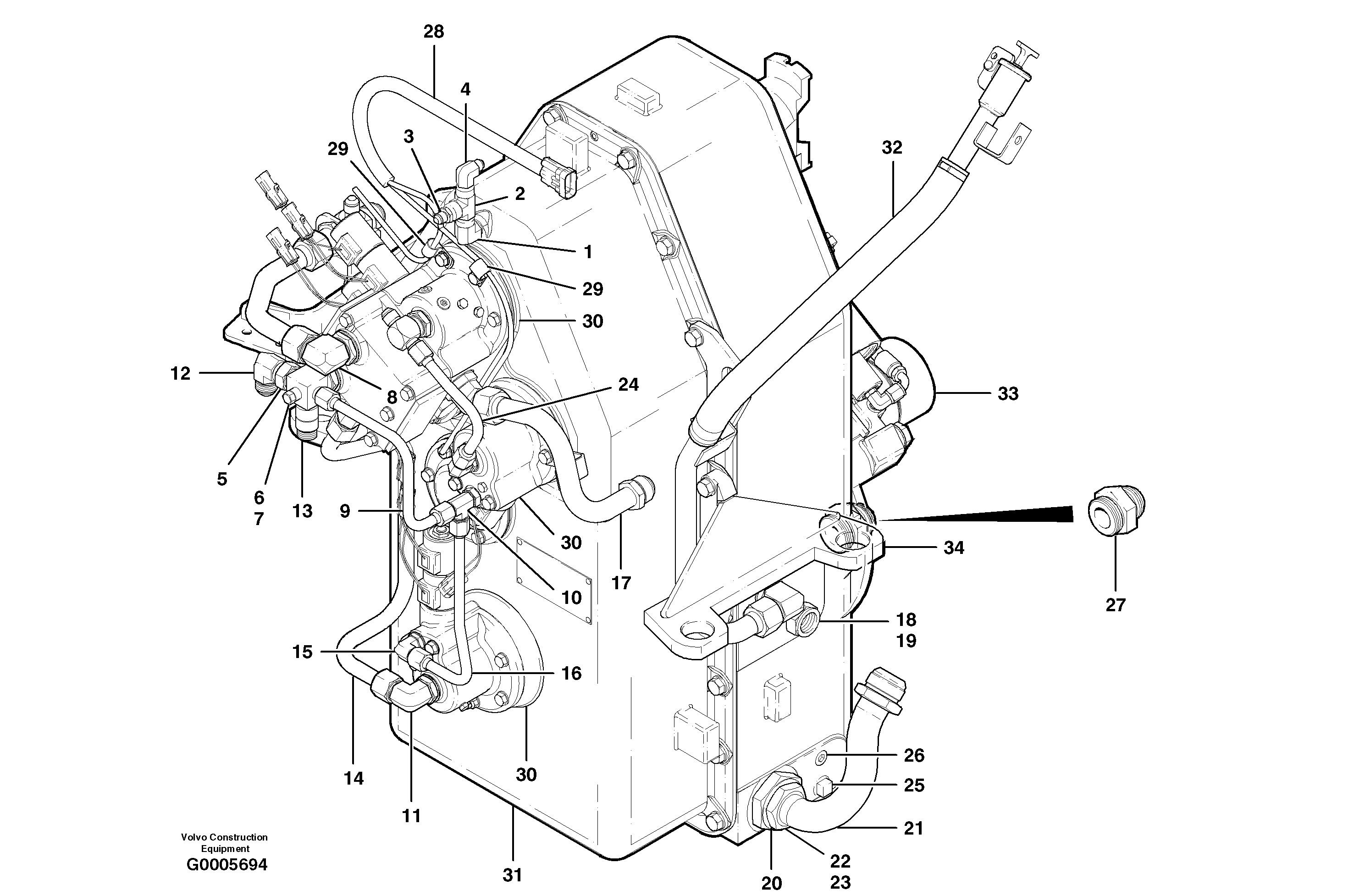 Transmission case hydraulics — volvo parts diagram