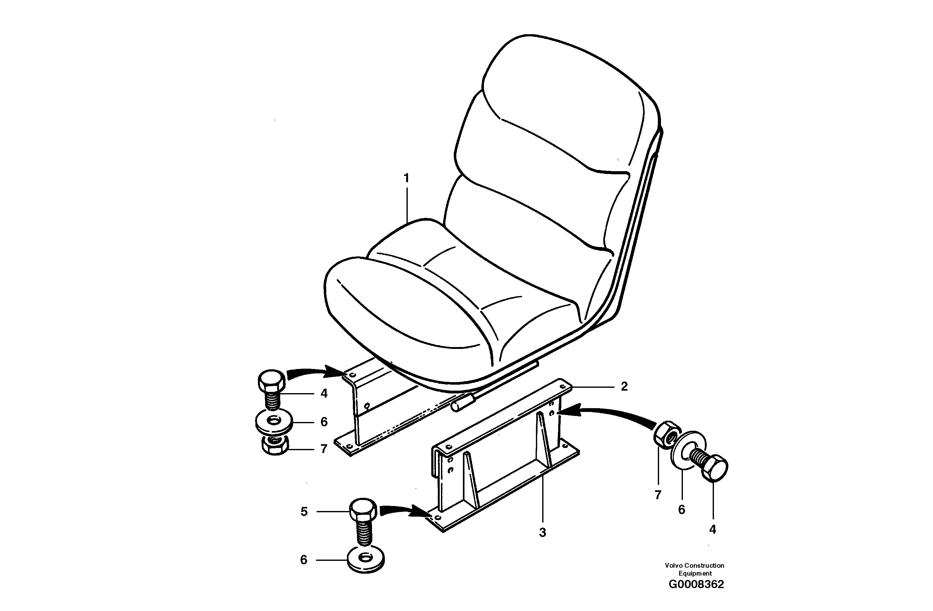 Bucket seat — volvo parts diagram