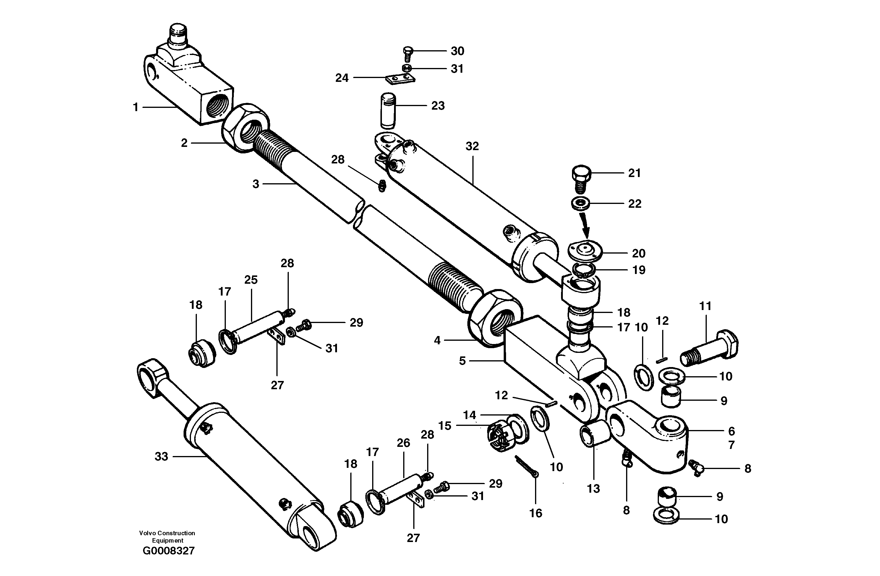 Front axle drag link  MODEL G710B - G746B — volvo parts diagram