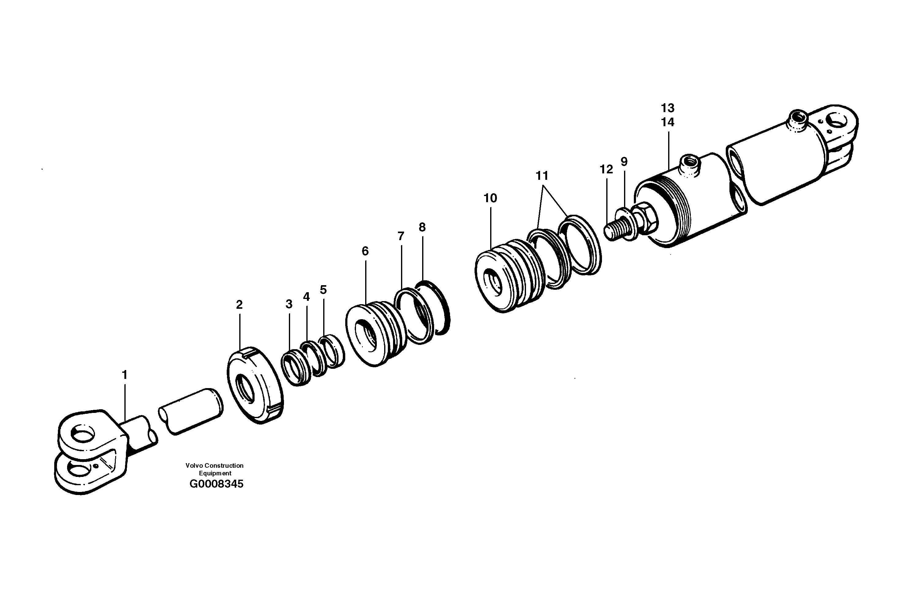 Articulation cylinders  MODEL G710B - G726B — volvo parts diagram