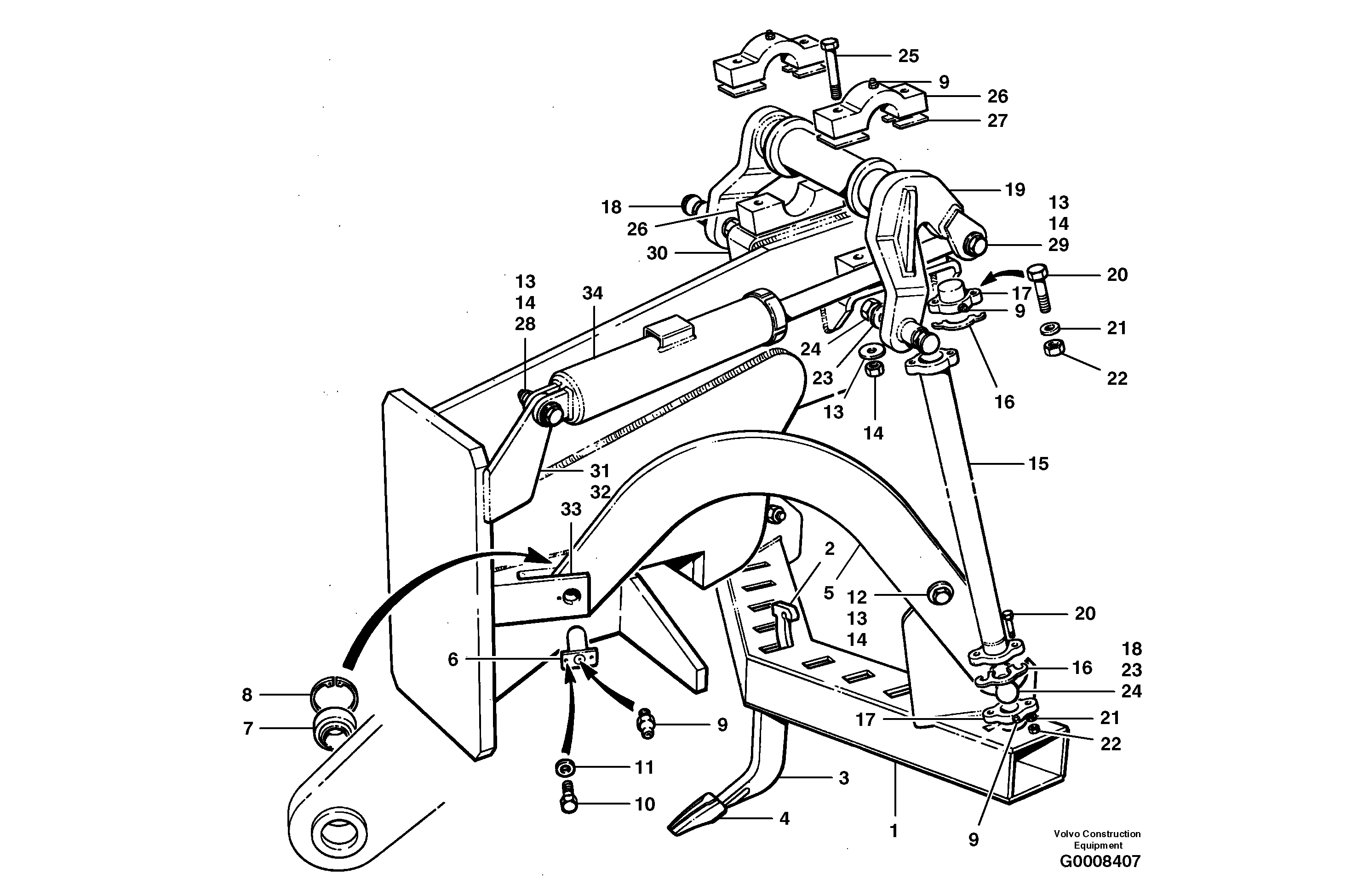 Mid mount scarifier — volvo parts diagram