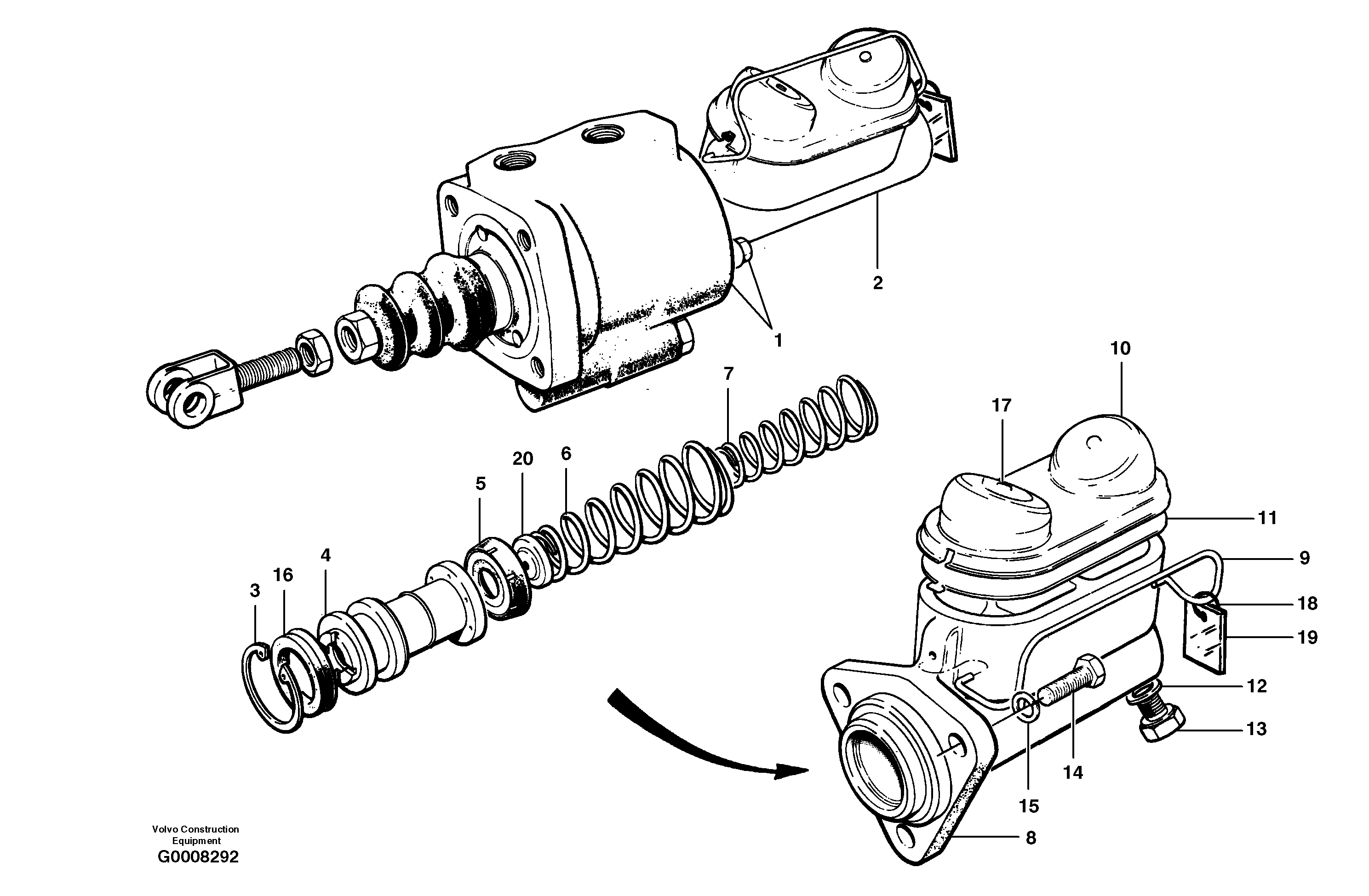 Clutch master cylinder — volvo parts diagram