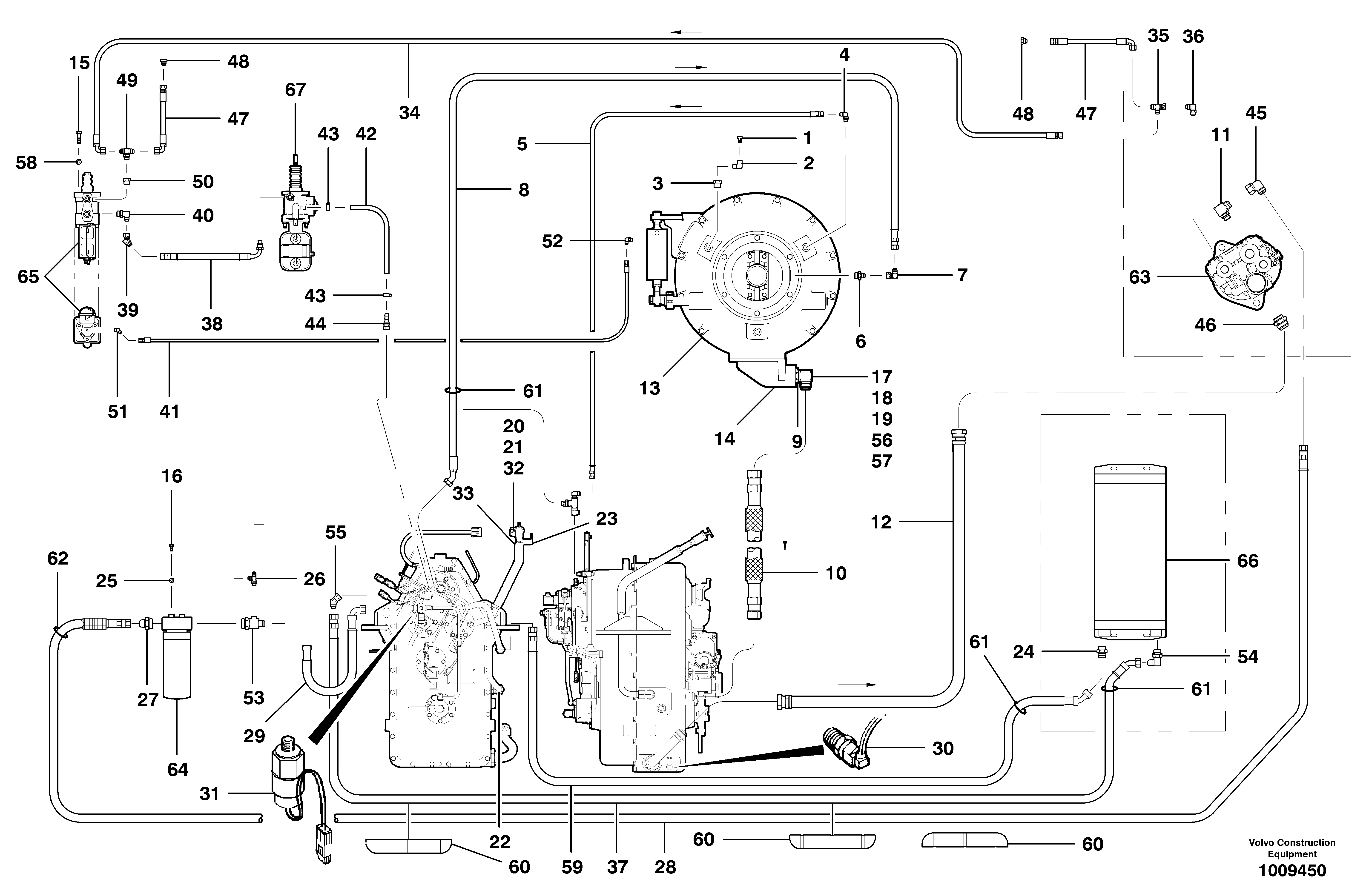 Transmission hydraulic circuit  MODEL G740B - G780B - S/N 36078 - 36079 — volvo parts diagram