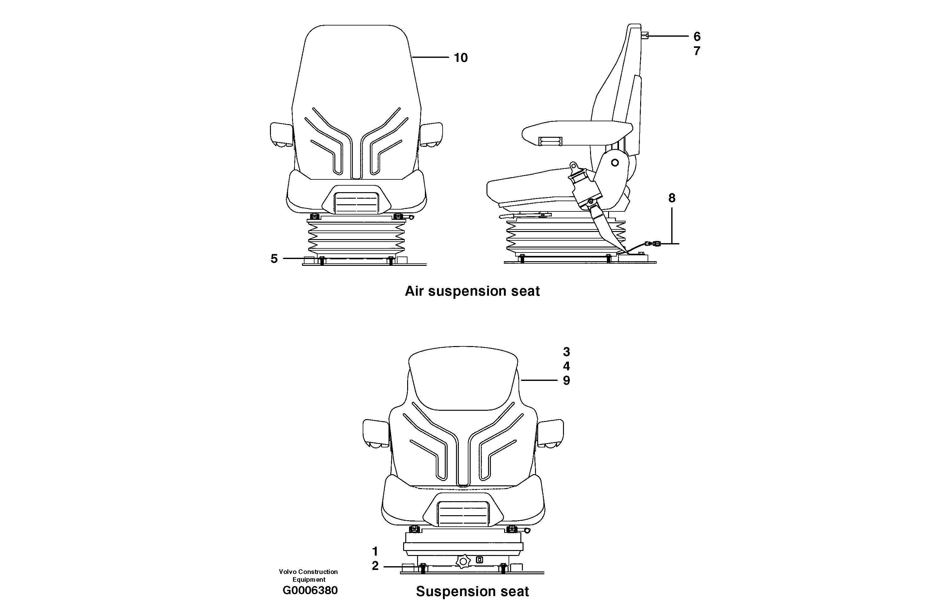 Suspension seat installation — volvo parts diagram