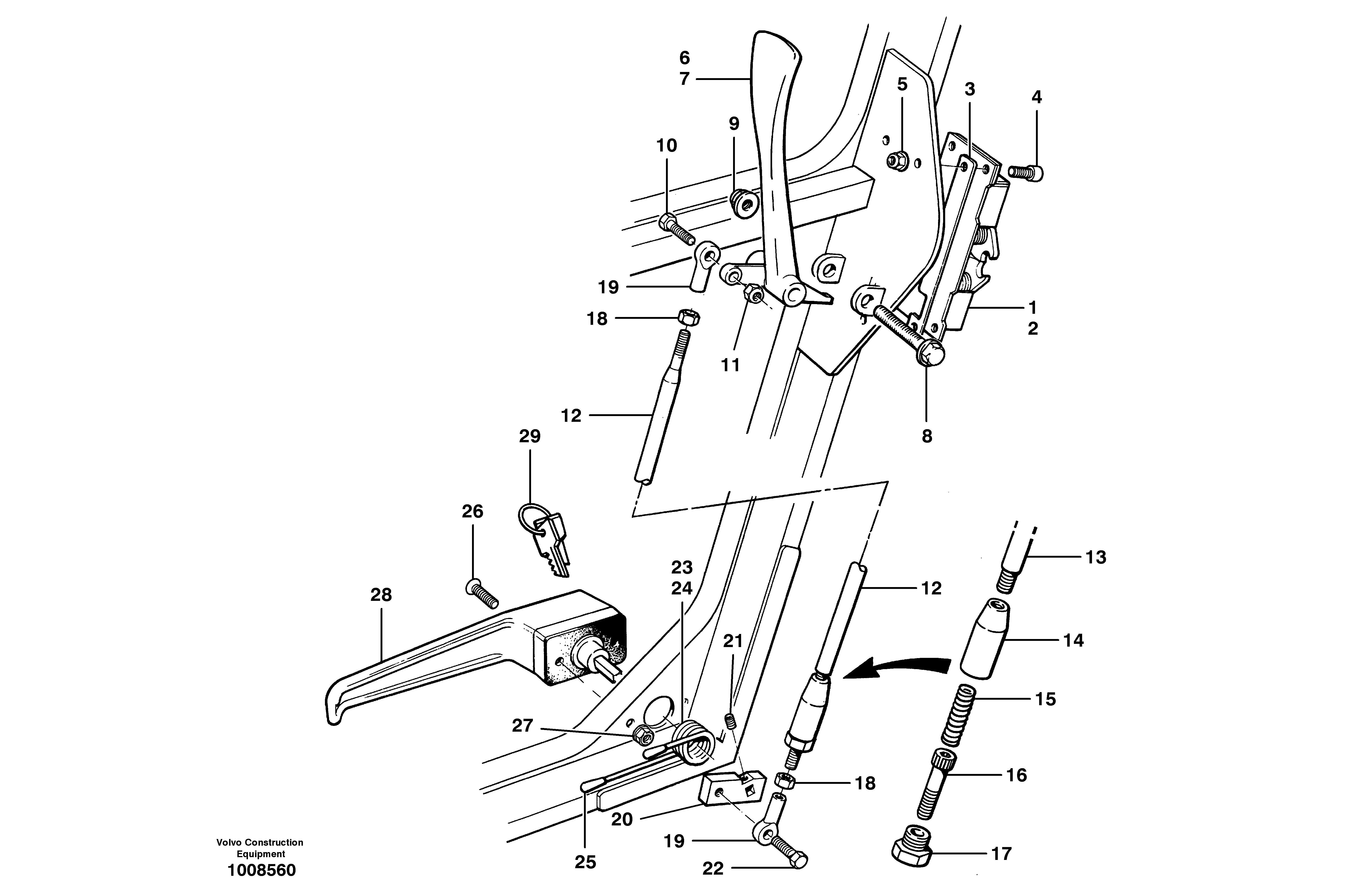 Door lock and handle — volvo parts diagram