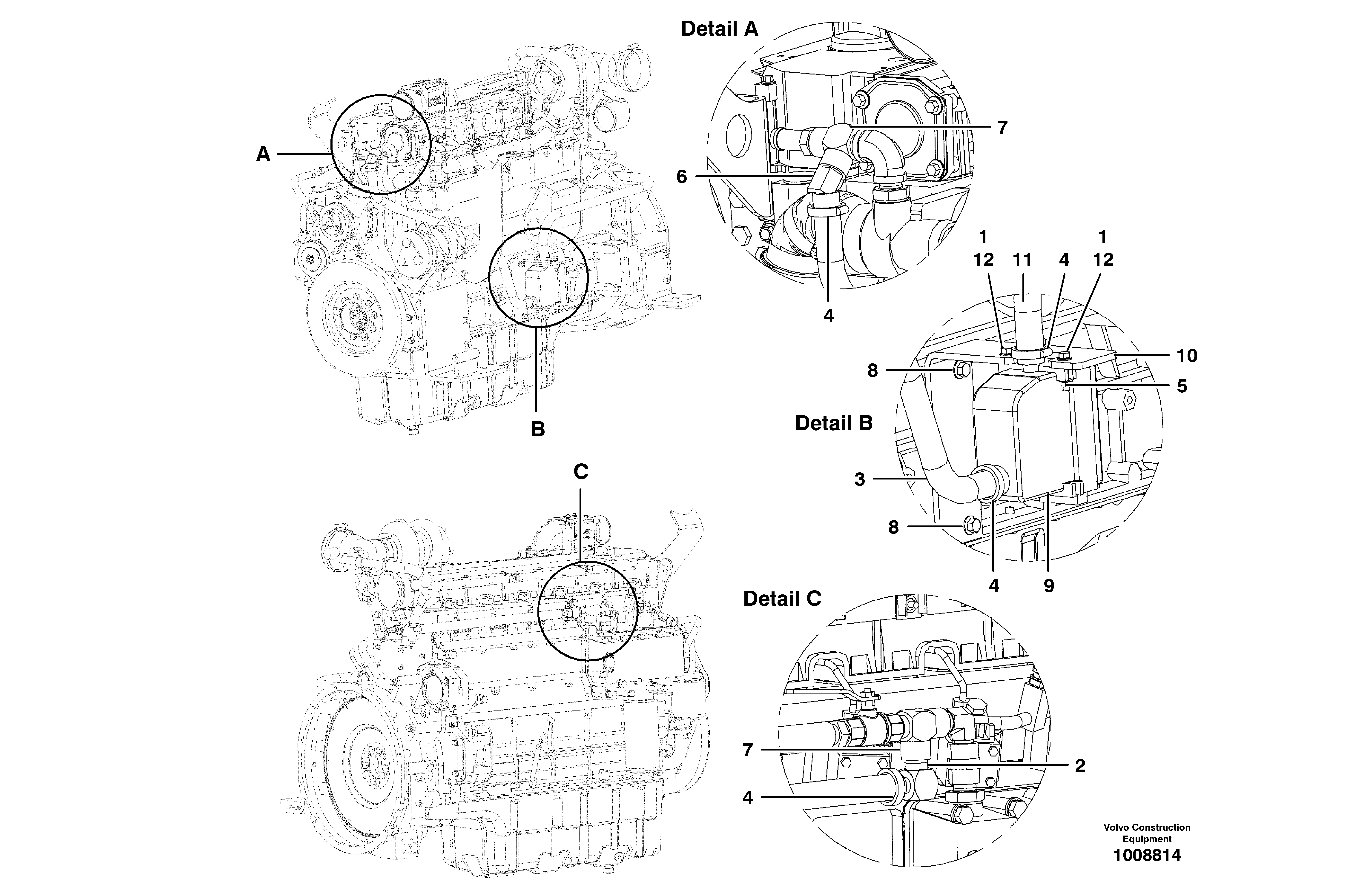 Recirculating coolant heater installation  MODEL G710B - G730B — volvo parts diagram