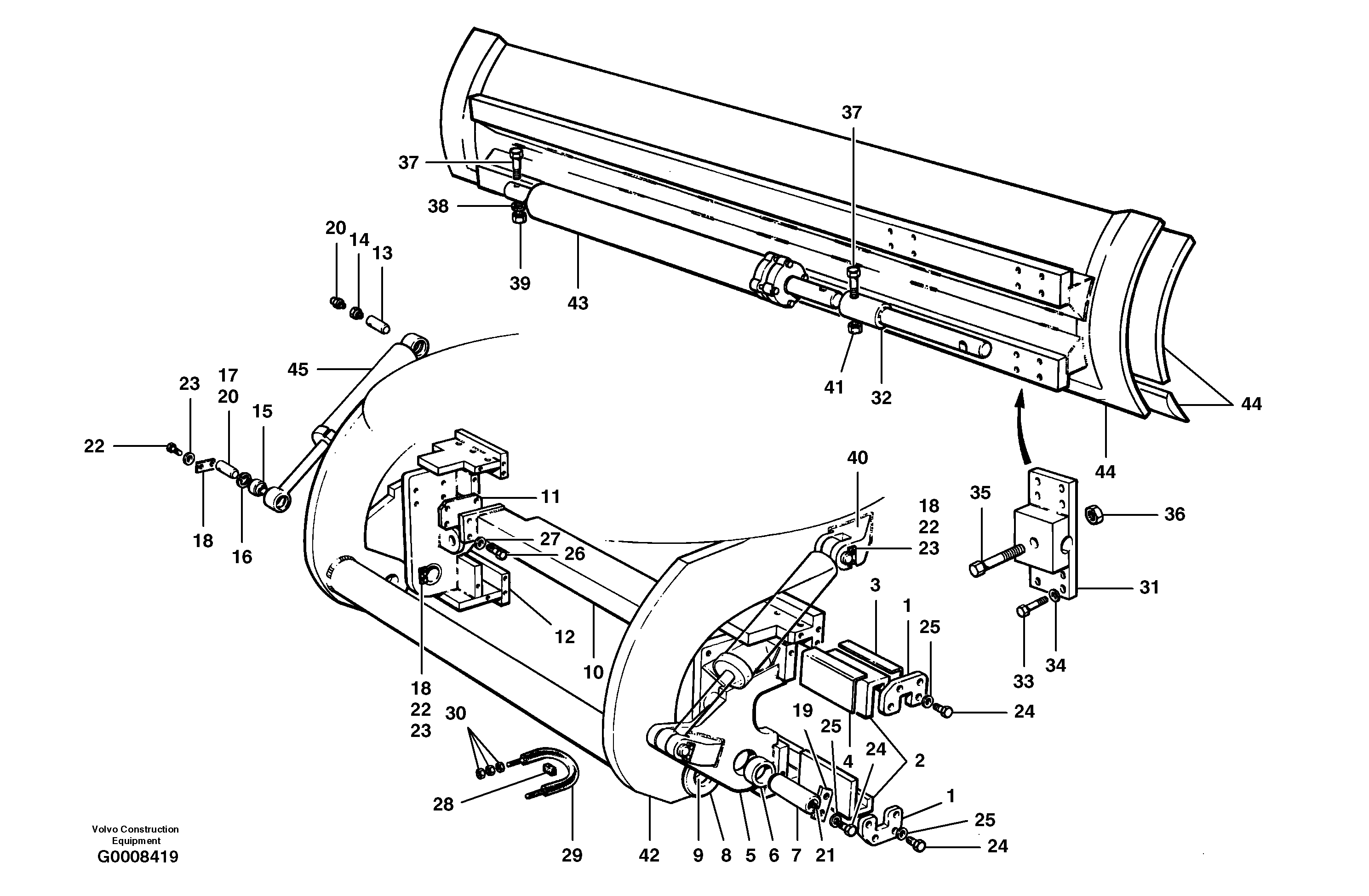 Moldboard installation  MODEL G780B, S/N 35000 - 35049, 35052 - 35060 — volvo parts diagram