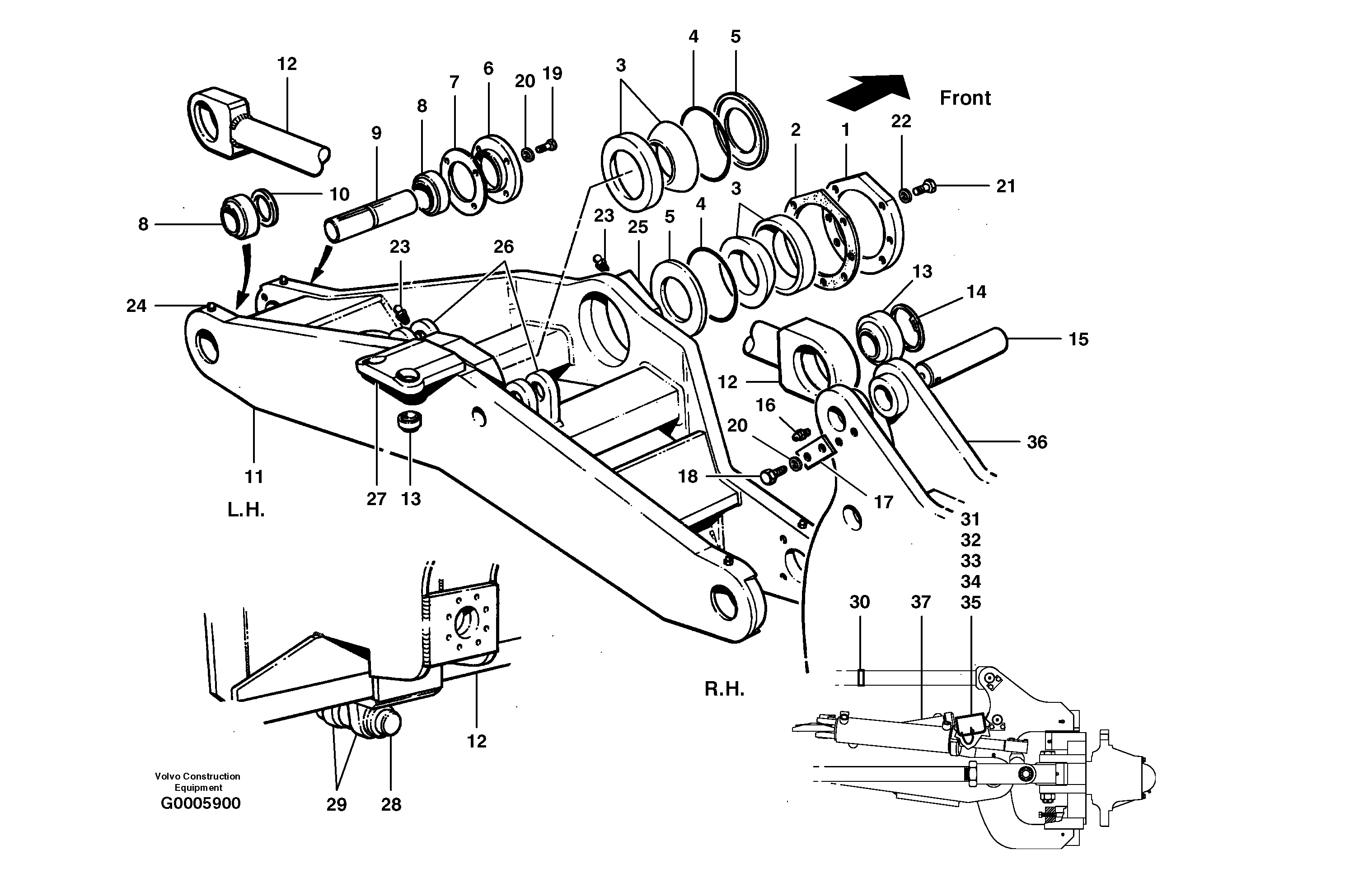 Front axle  MODEL G710B - G746B — volvo parts diagram