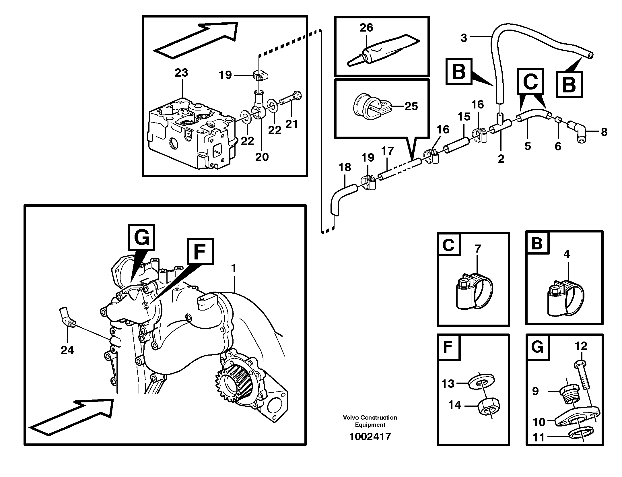 Cooling system  G740B, G746B, G780B — volvo parts diagram