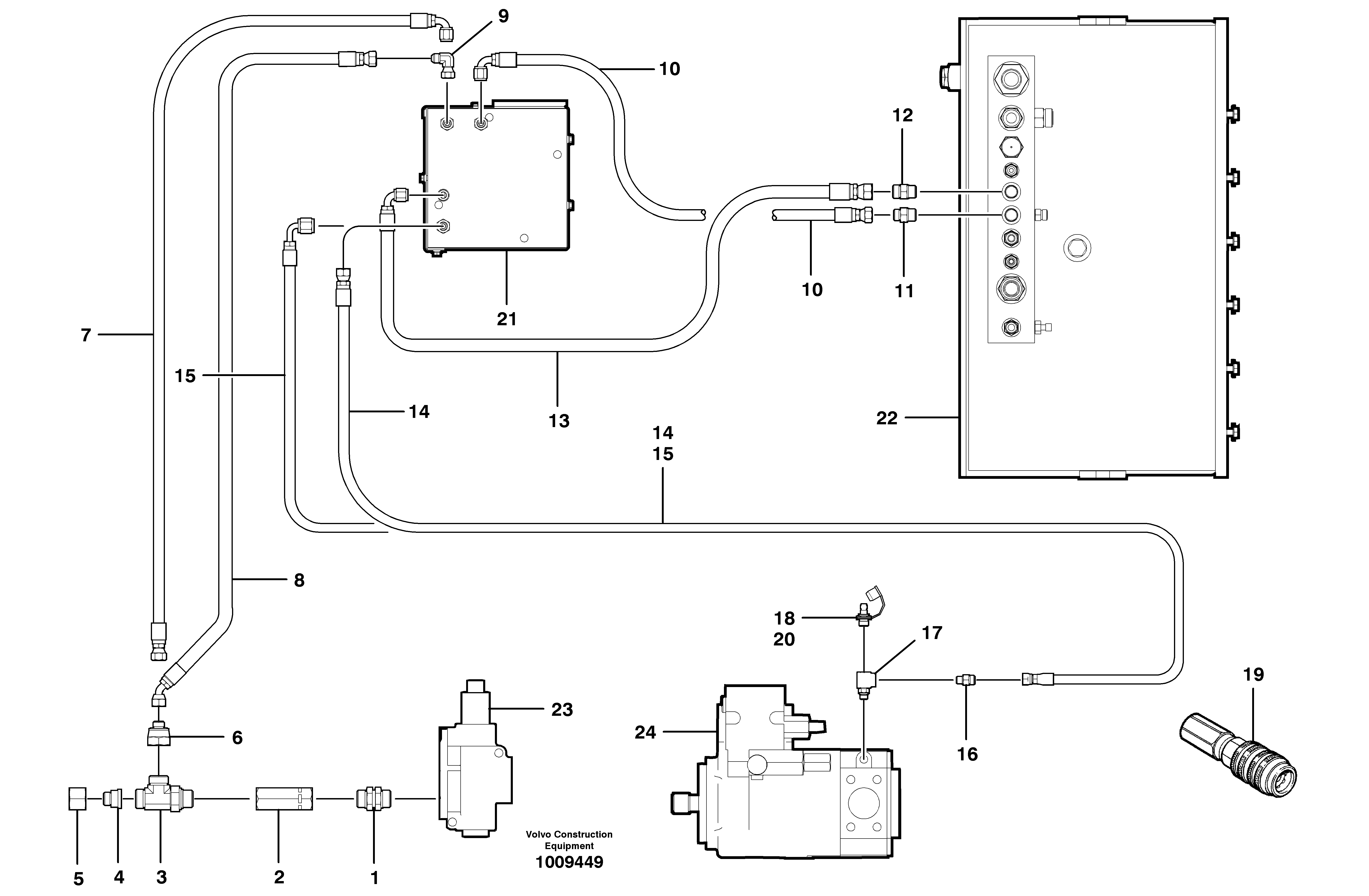 Supplemental steering circuit - standard  S/N 35000 - 36077 — volvo parts diagram