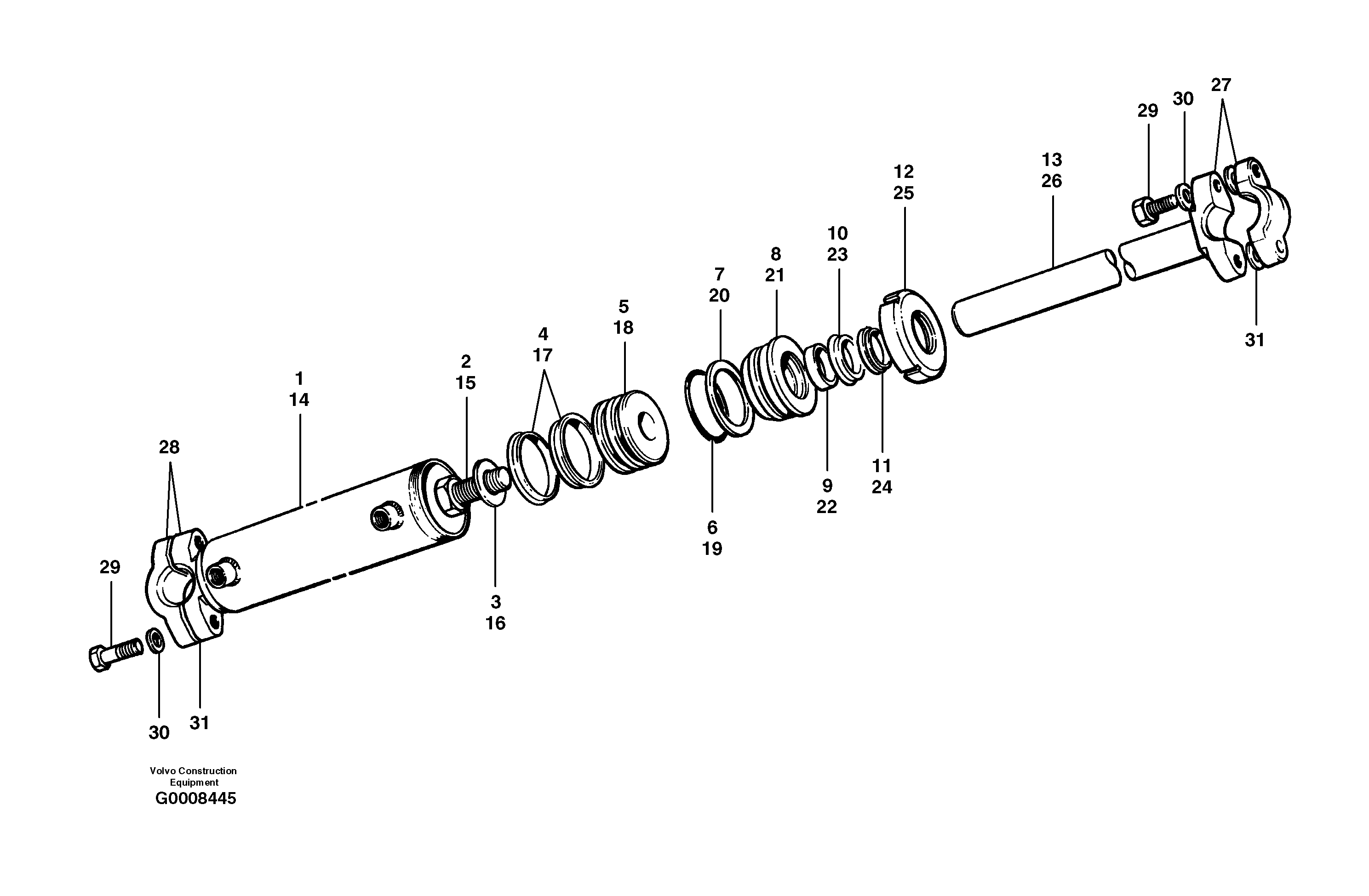 Circle shift cylinders  MODEL G710B - G746B — volvo parts diagram
