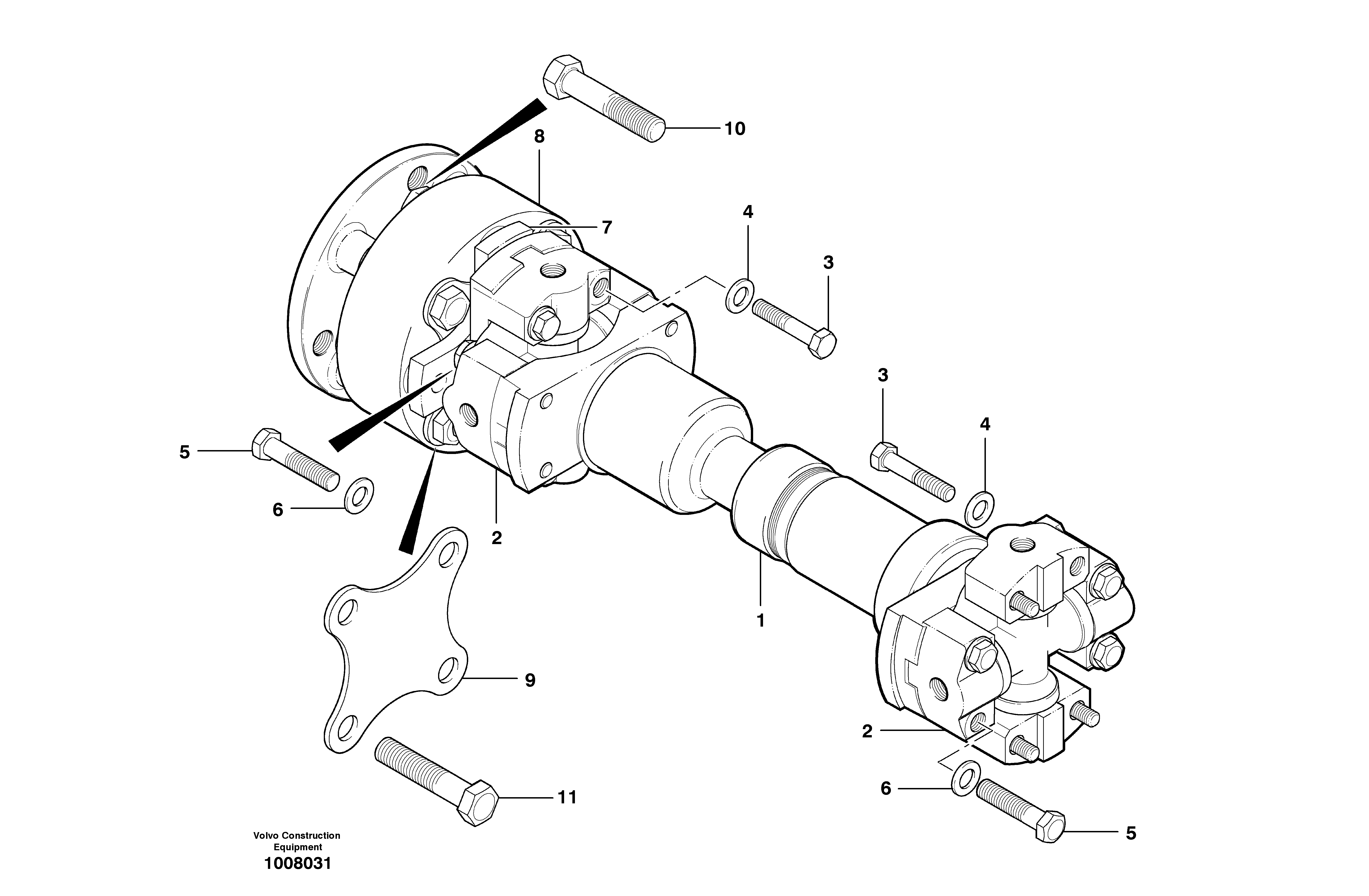 Pump drive shaft - AWD  MODEL G746B - S/N 35000 - 35049, 35052 - 35060 — volvo parts diagram