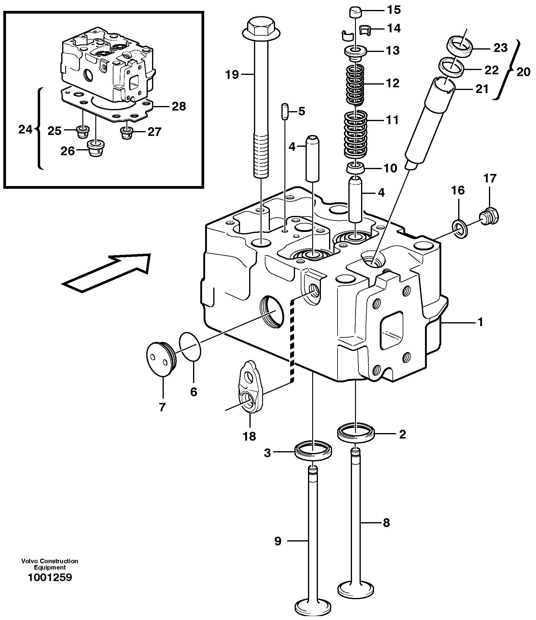Cylinder head  G740B, G746B, G780B — volvo parts diagram