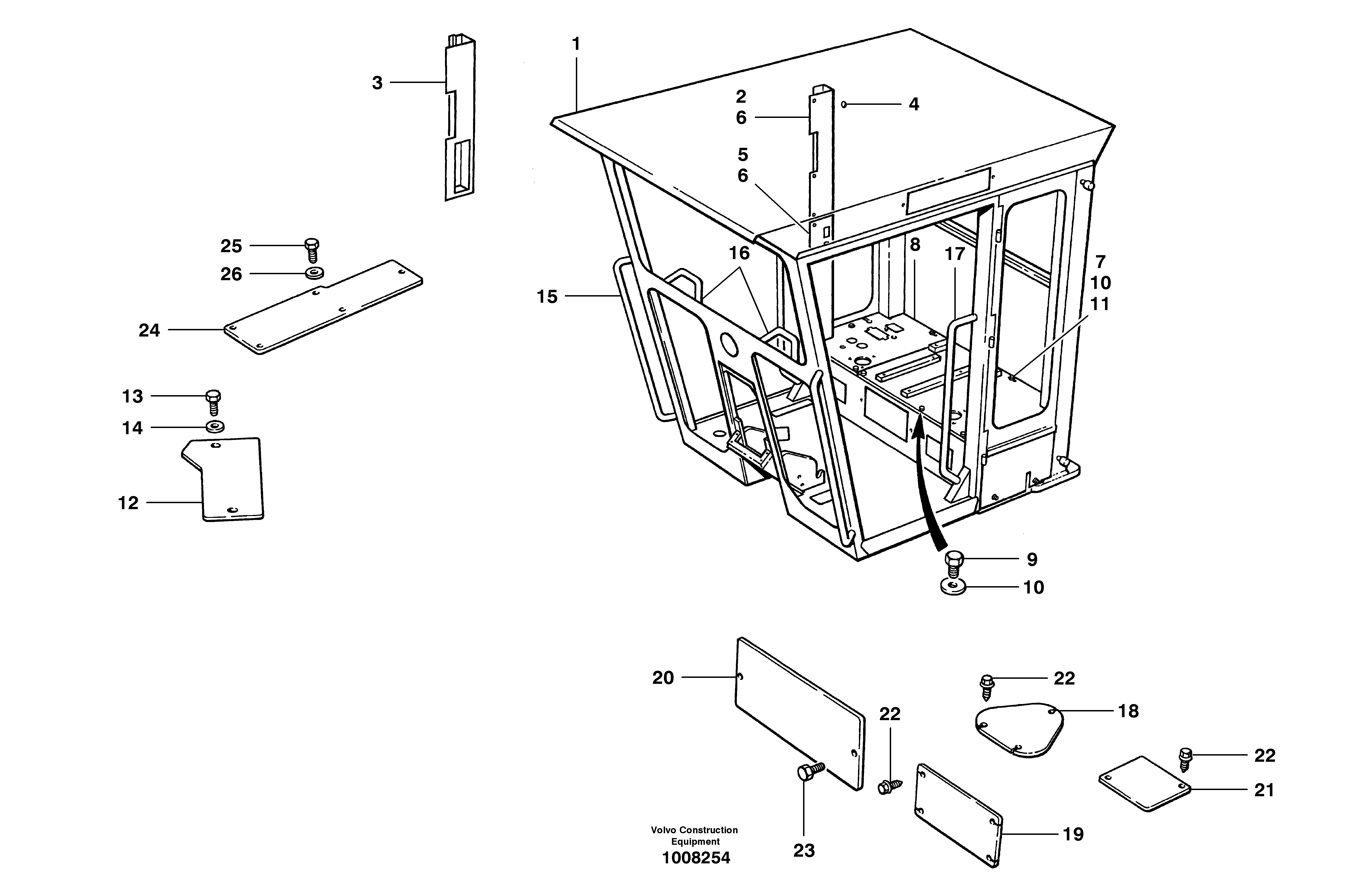 Cab - low profile  S/N 35000 - 35049, 35052 - 35060 — volvo parts diagram