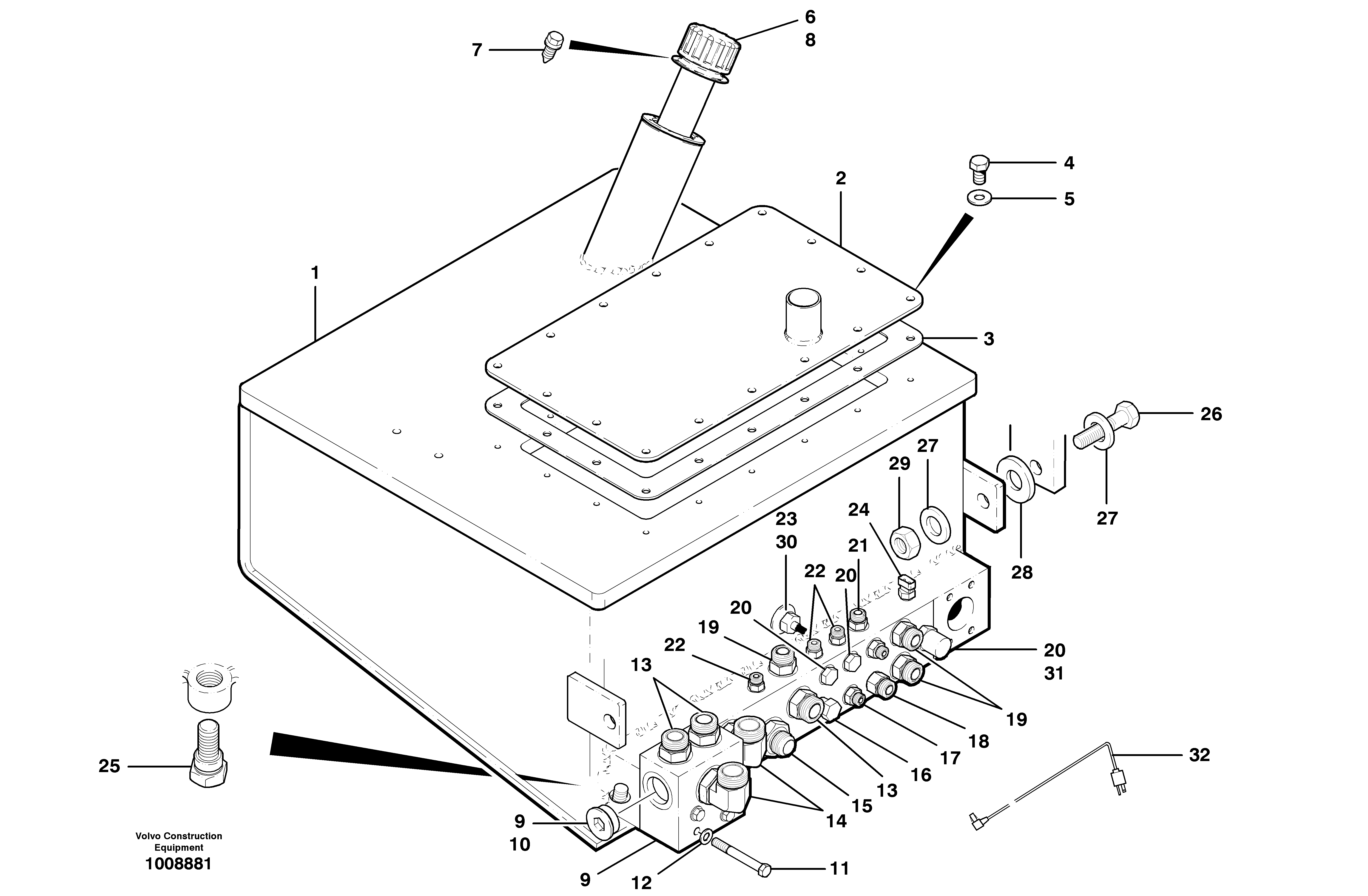 Hydraulic oil tank - AWD  S/N 35000 - 35187 — volvo parts diagram